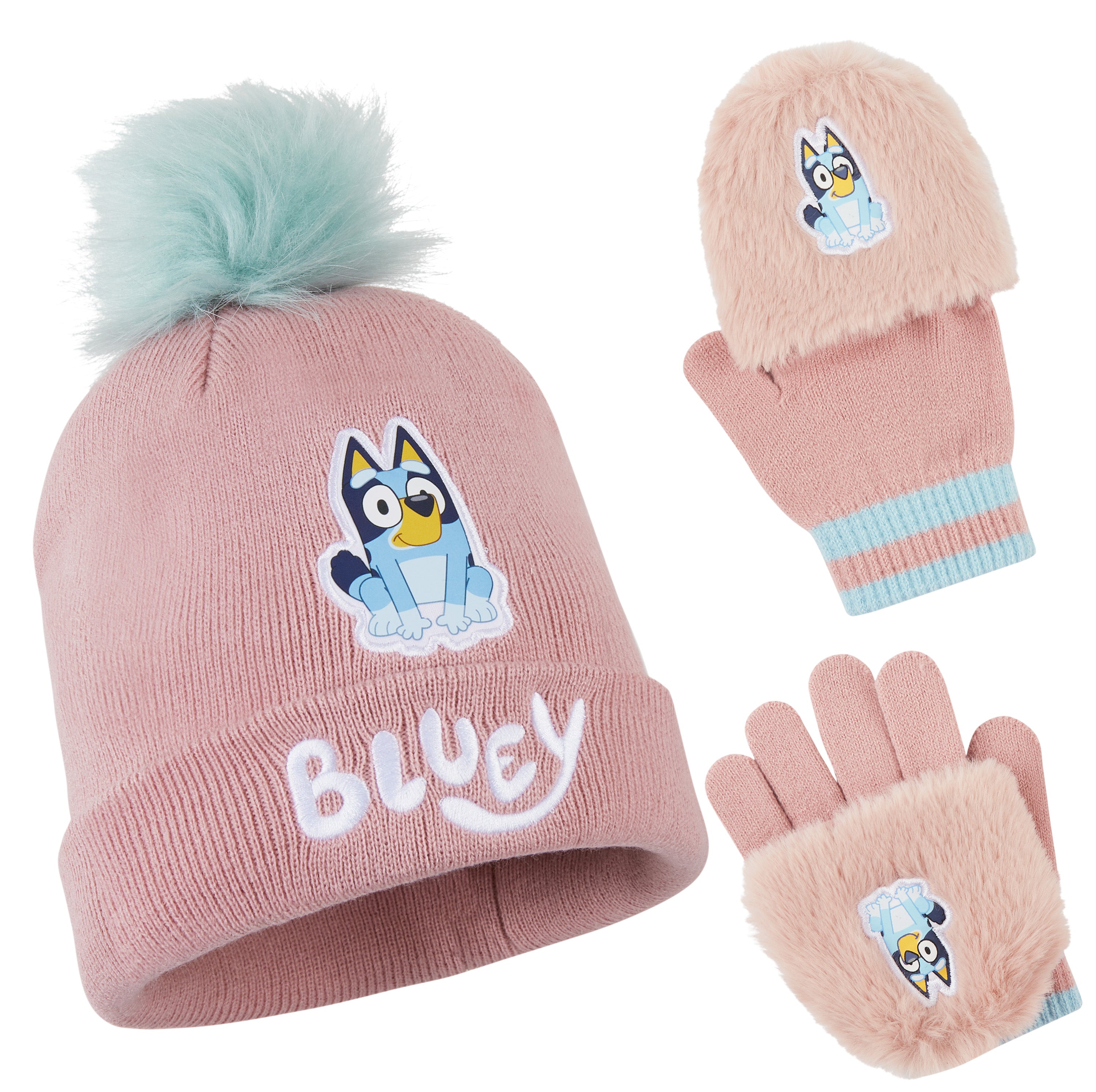 bluey-ensemble-hiver-fille-bonnet-et-gants image 1