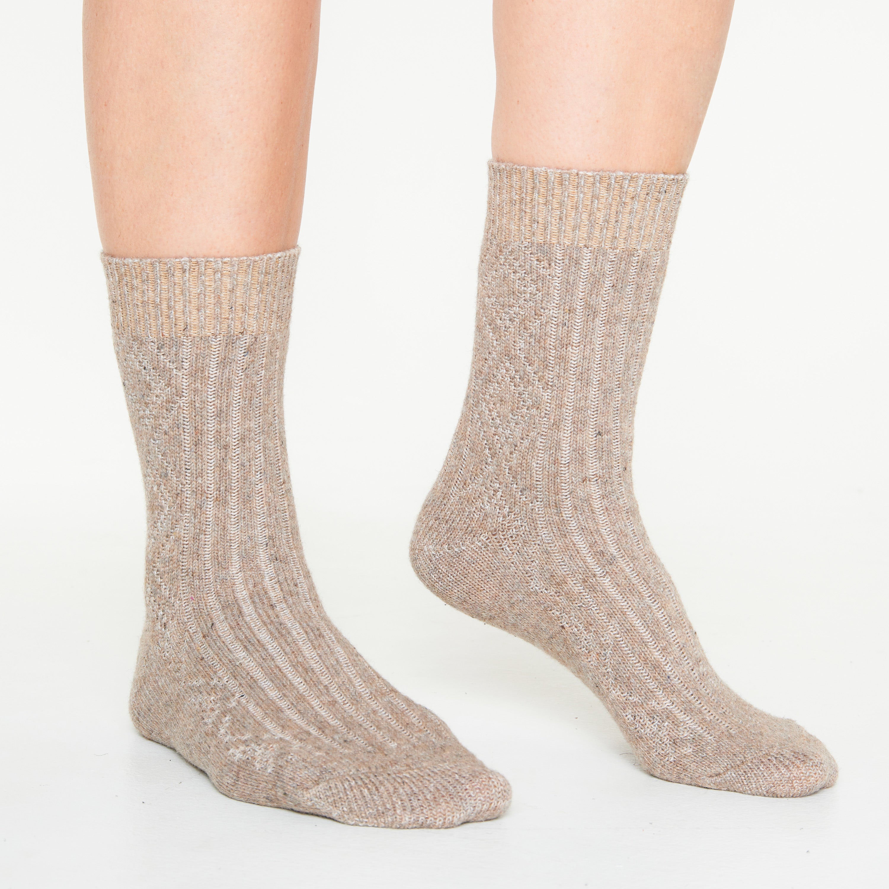 citycomfort-chaussettes-femme-beige-marron-lot-de-2-laine image 2