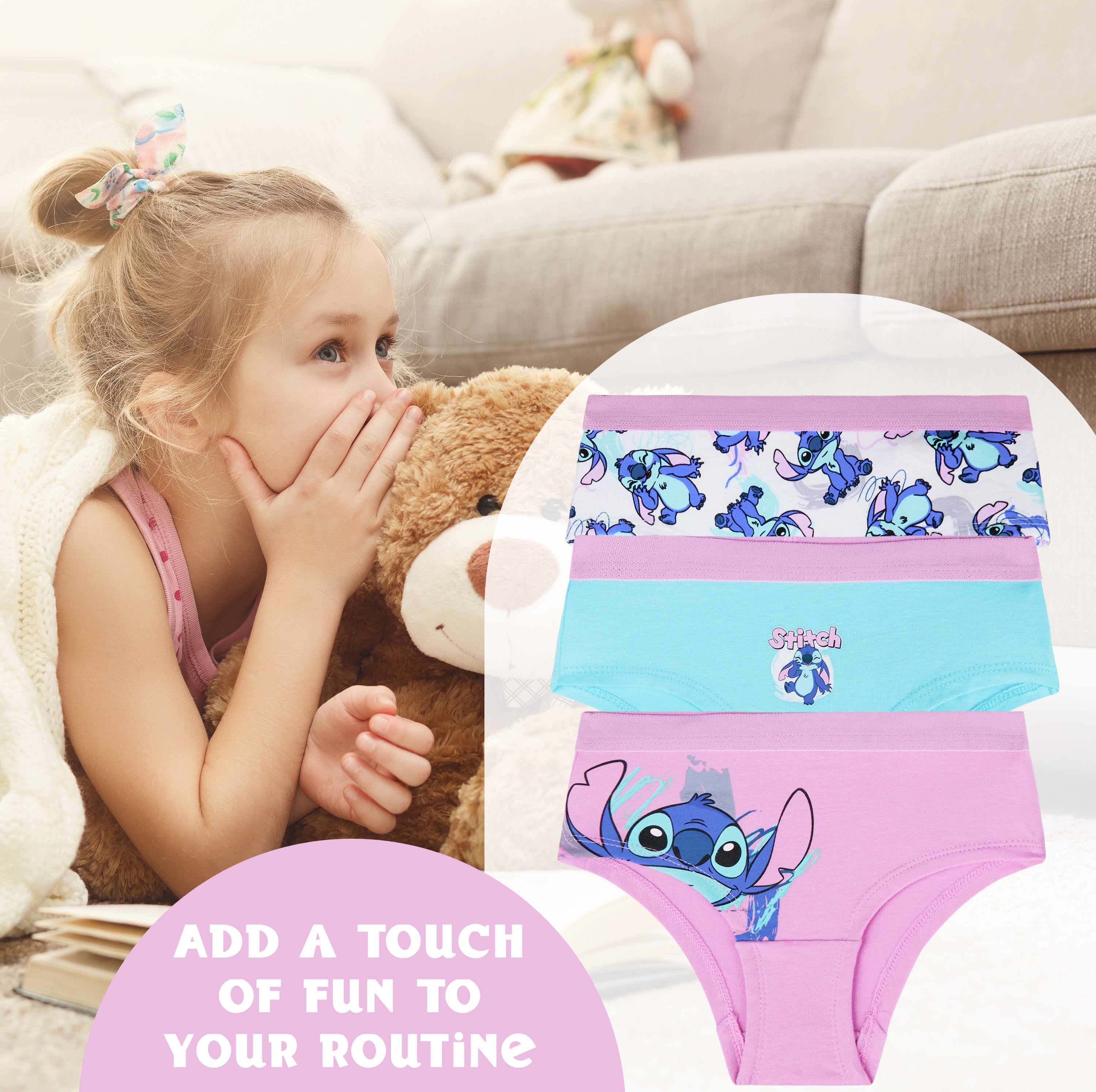 stitch-lot-slips-fille-coton-culotte-enfant-5-paires image 2