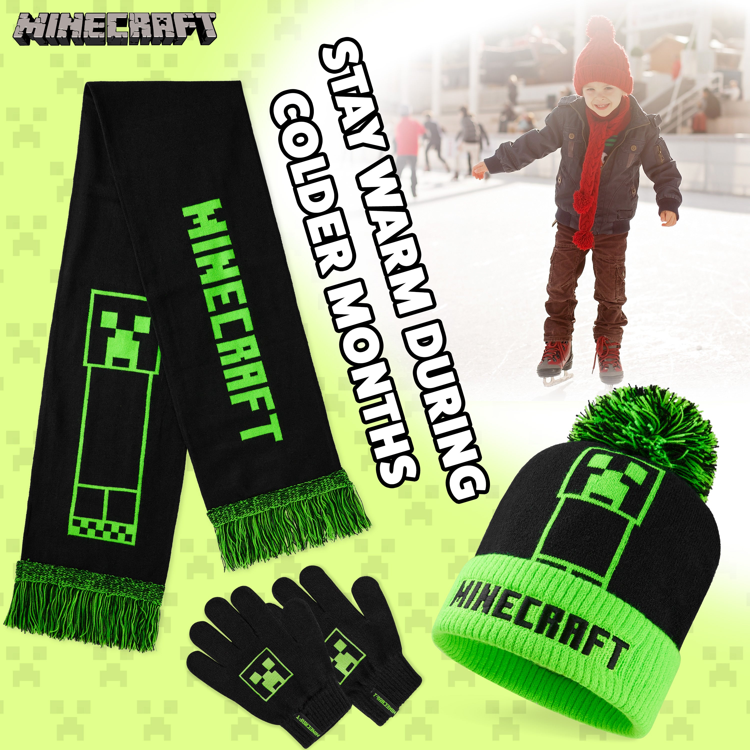 minecraft-ensemble-bonnet-charpe-gants-enfant-junior-4-7-ans image 5