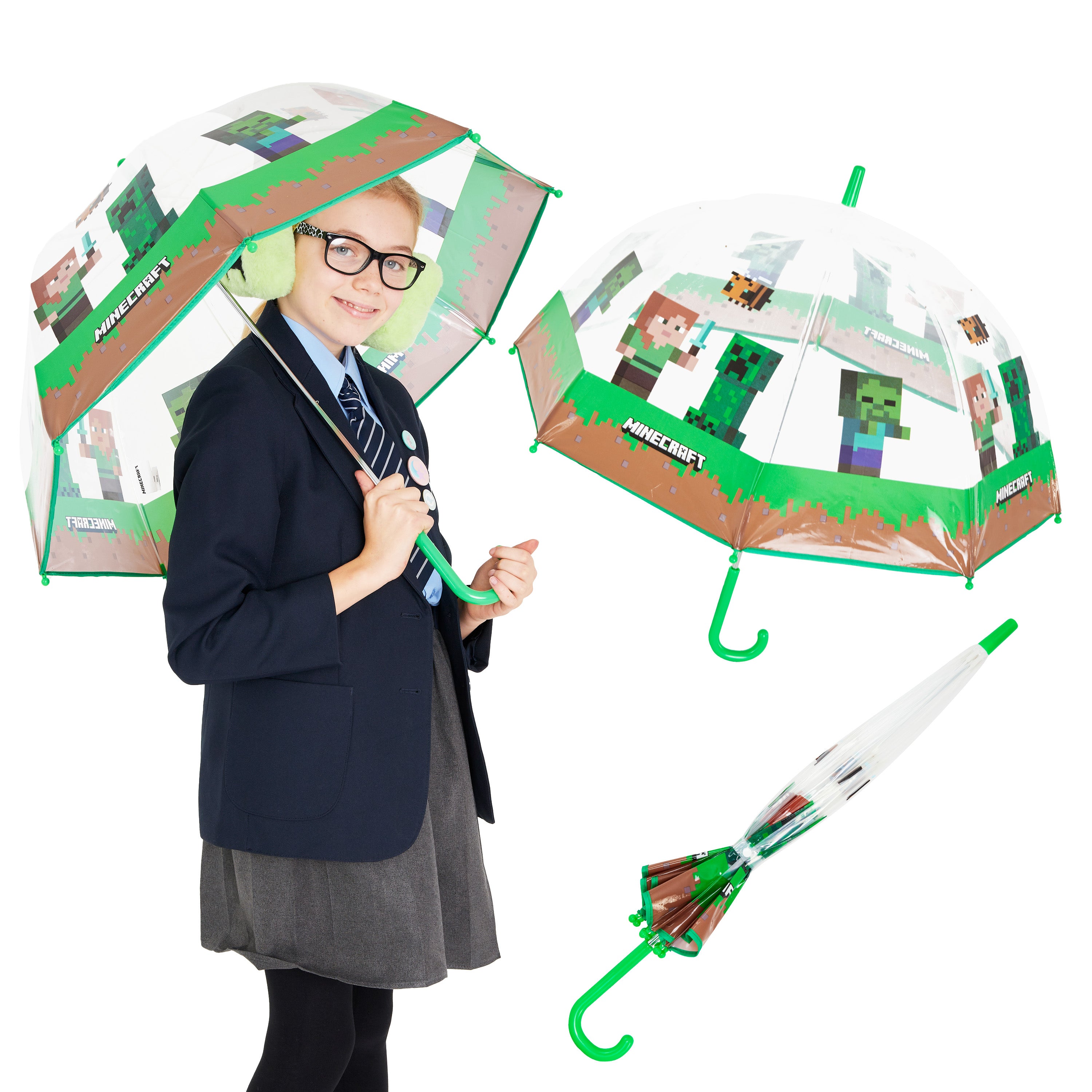 minecraft-parapluie-enfant-d-me-transparent-l-ger-coupe-vent image 1