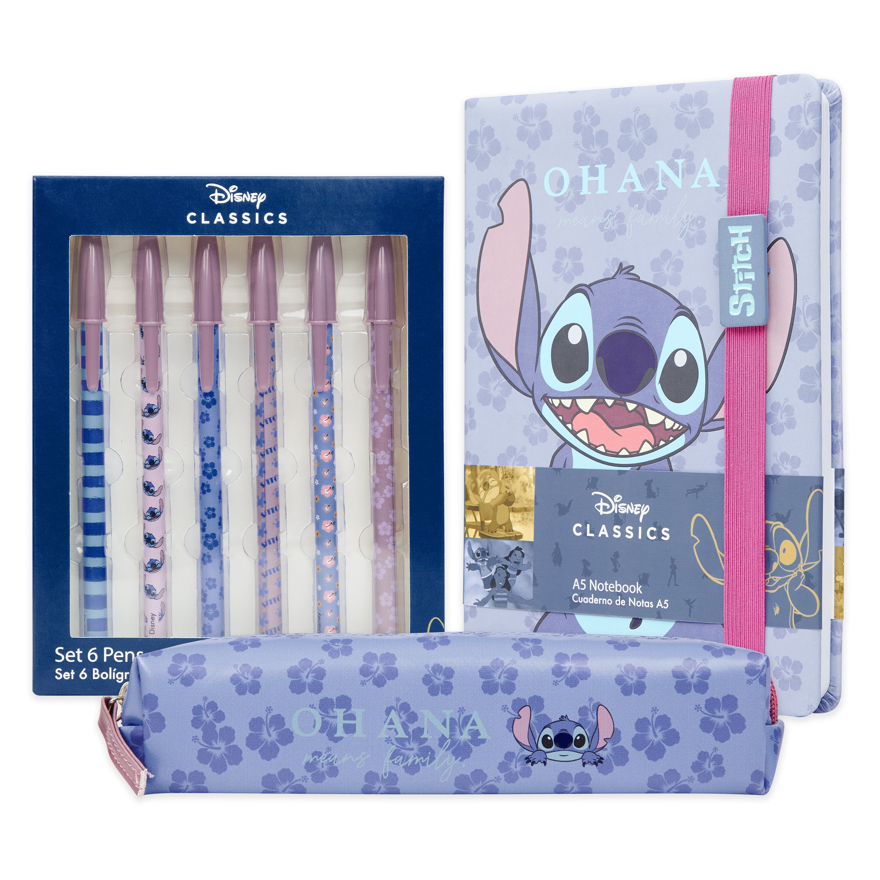disney-stitch-set-papeterie-bleu-carnet-trousse-stylos-cole image 1