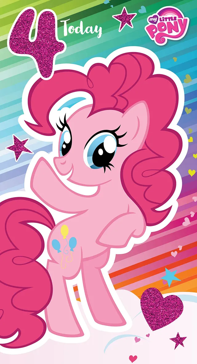 my-little-pony-party-carte-anniversaire-4-ans-paillettes image 1
