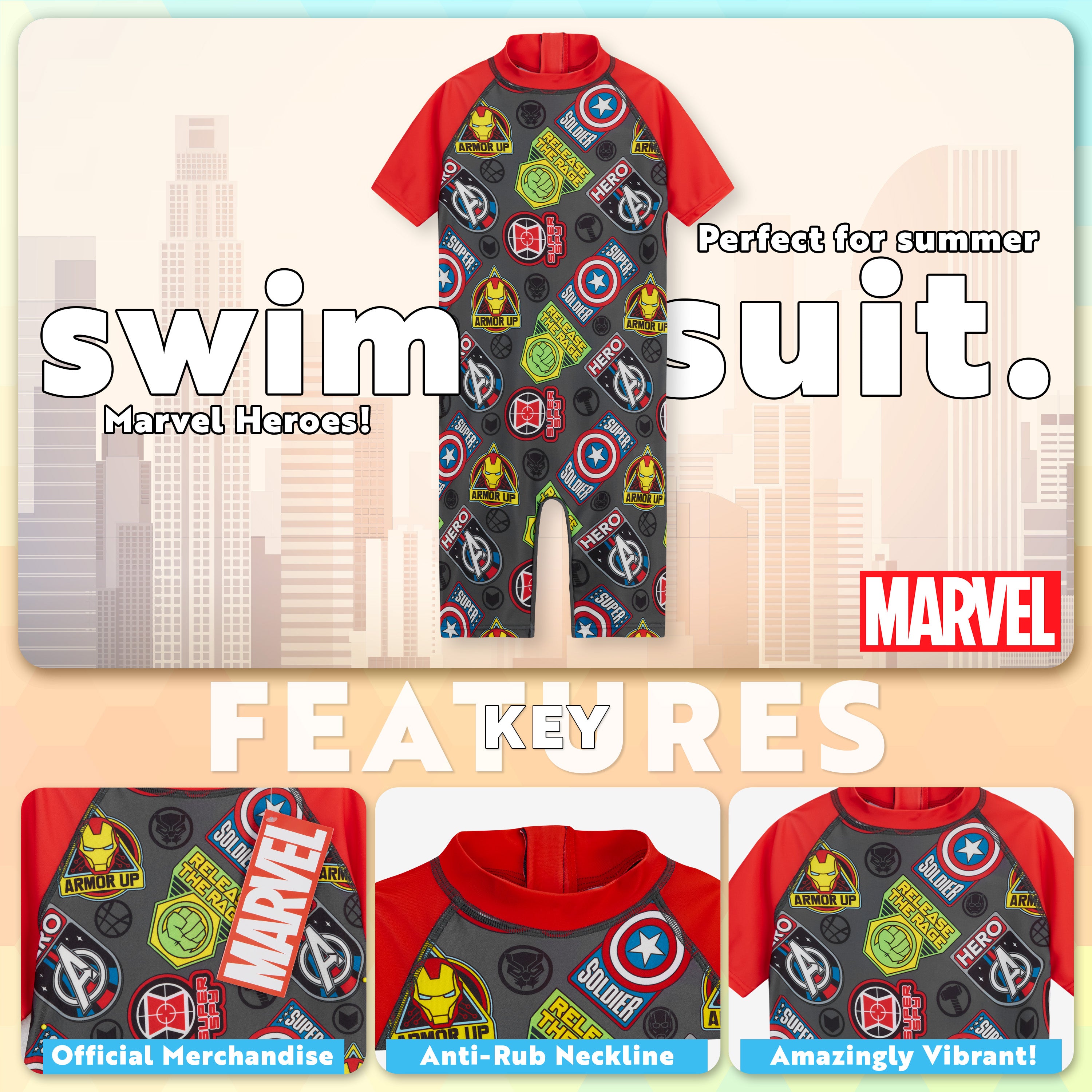 marvel-combinaison-natation-gar-on-spiderman-manches-courtes image 3