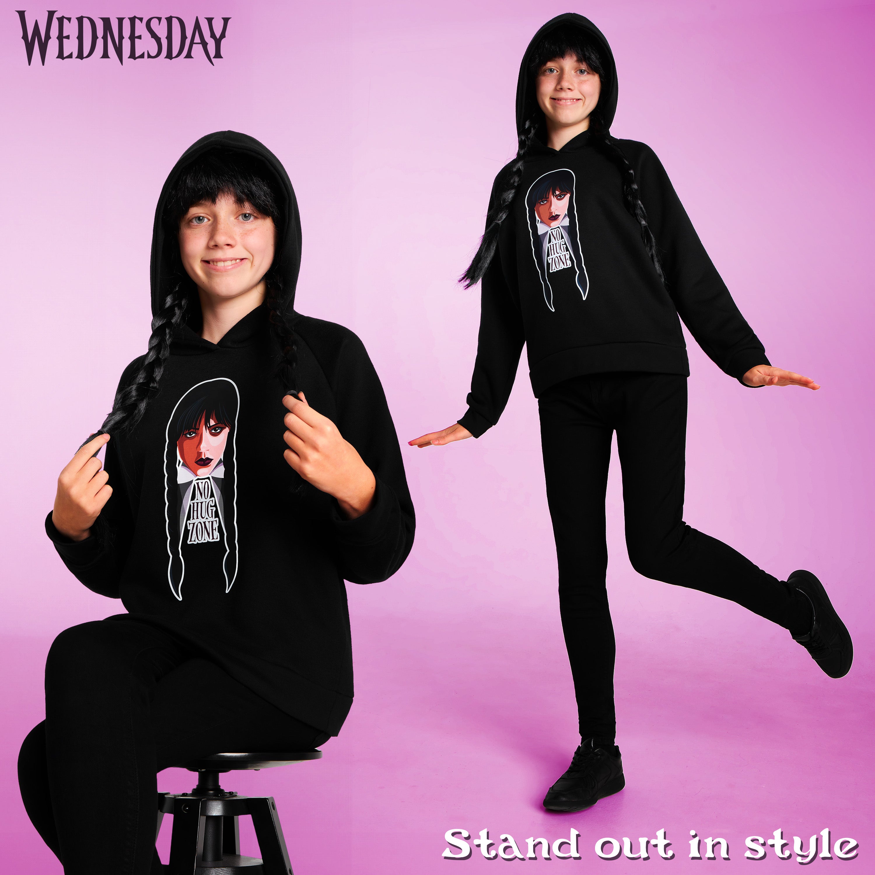 get-trend-wednesday-sweat-capuche-fille-hug-zone-noir image 3