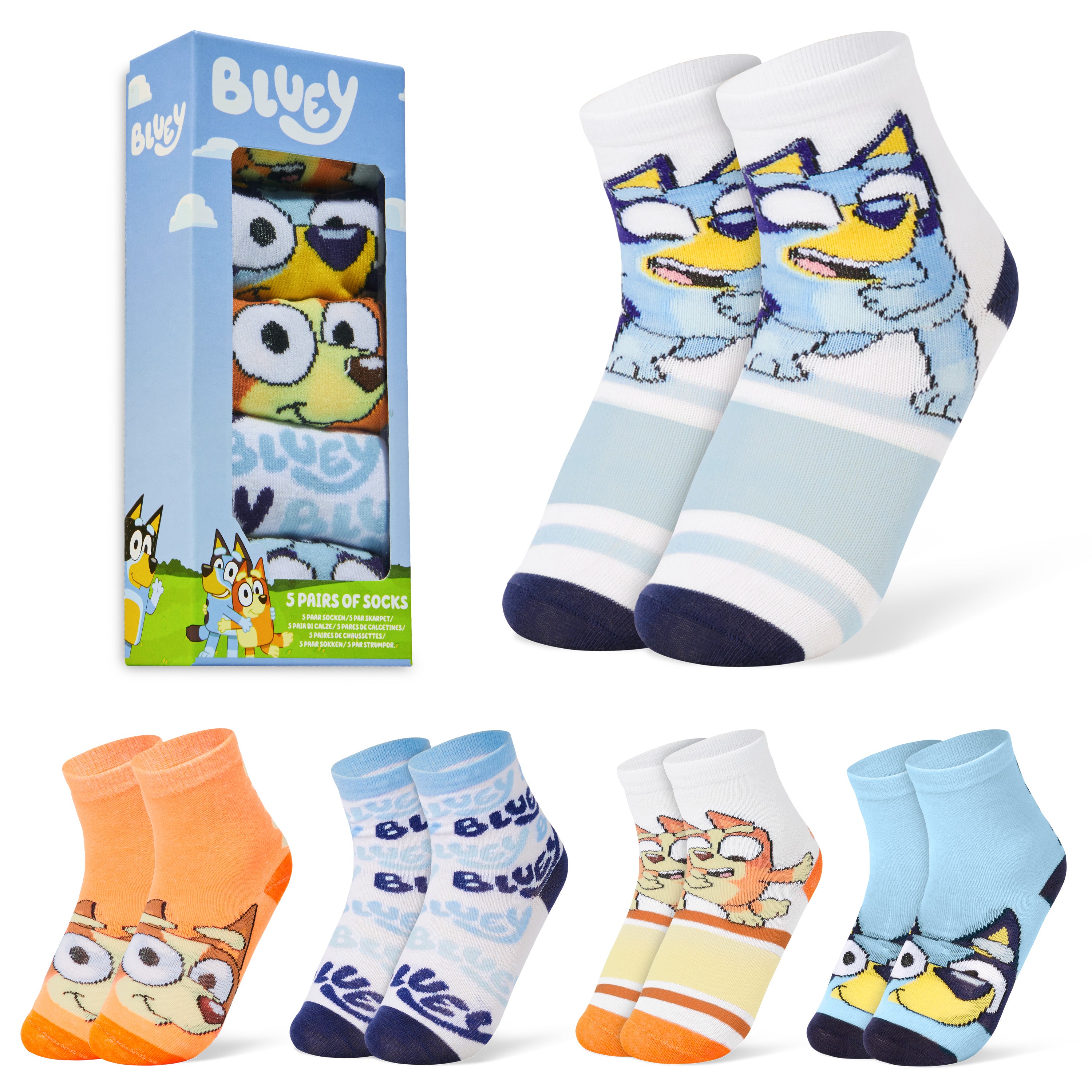 bluey-boys-chaussettes-enfant-bluey-et-bingo-lot-5-coton image 1
