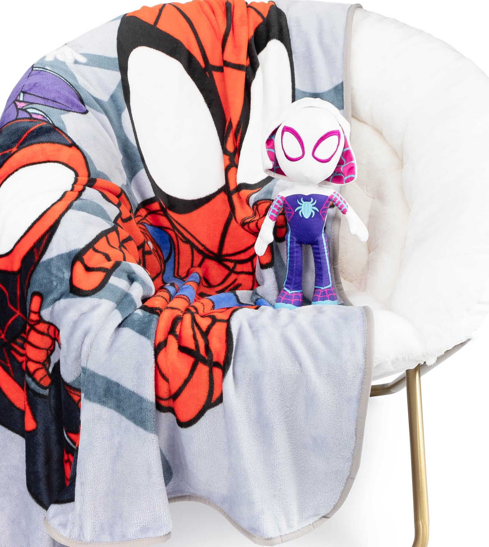 marvel-spidey-ghost-spider-couverture-peluche-130x150-cm-gris image 1