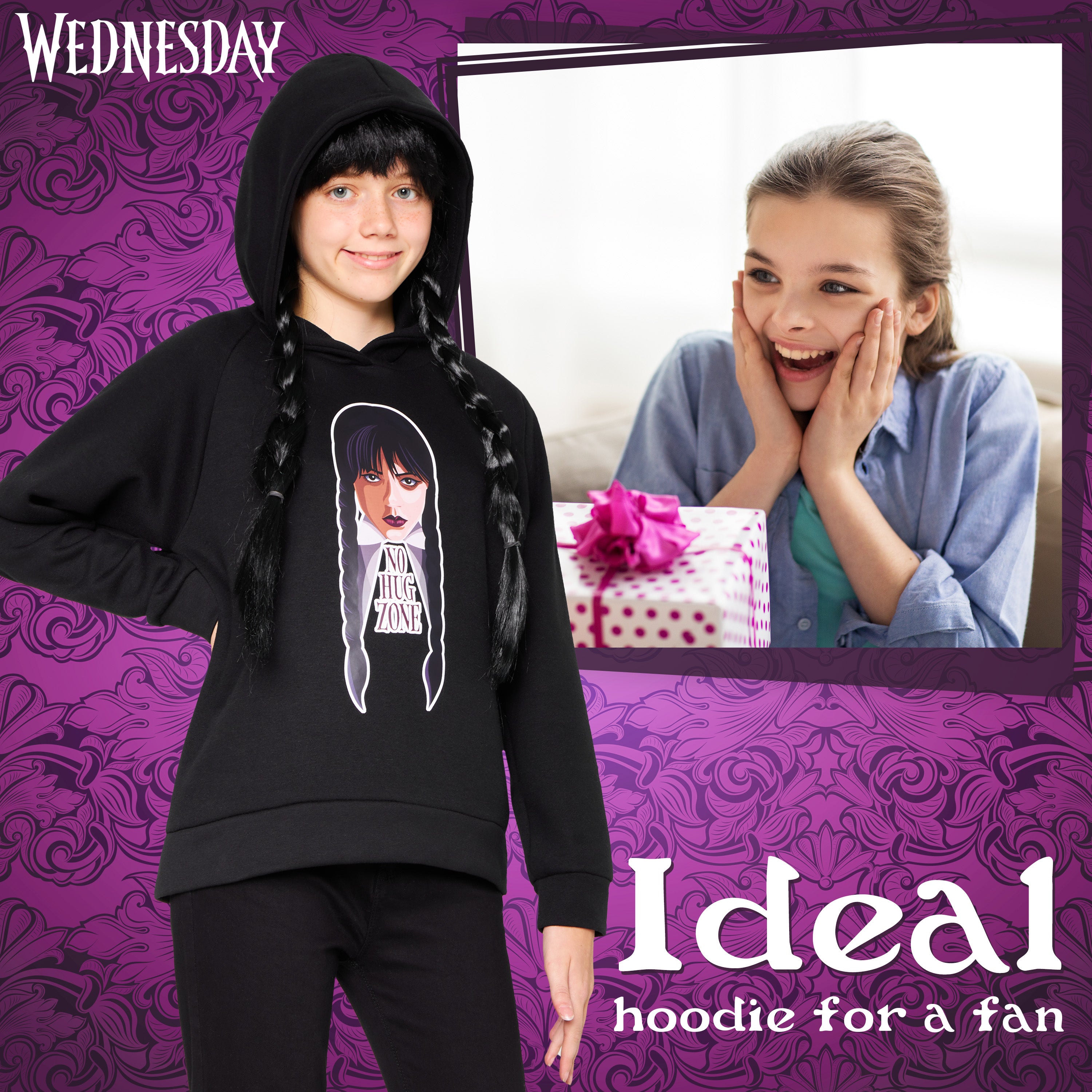 get-trend-wednesday-sweat-capuche-fille-hug-zone-noir image 2