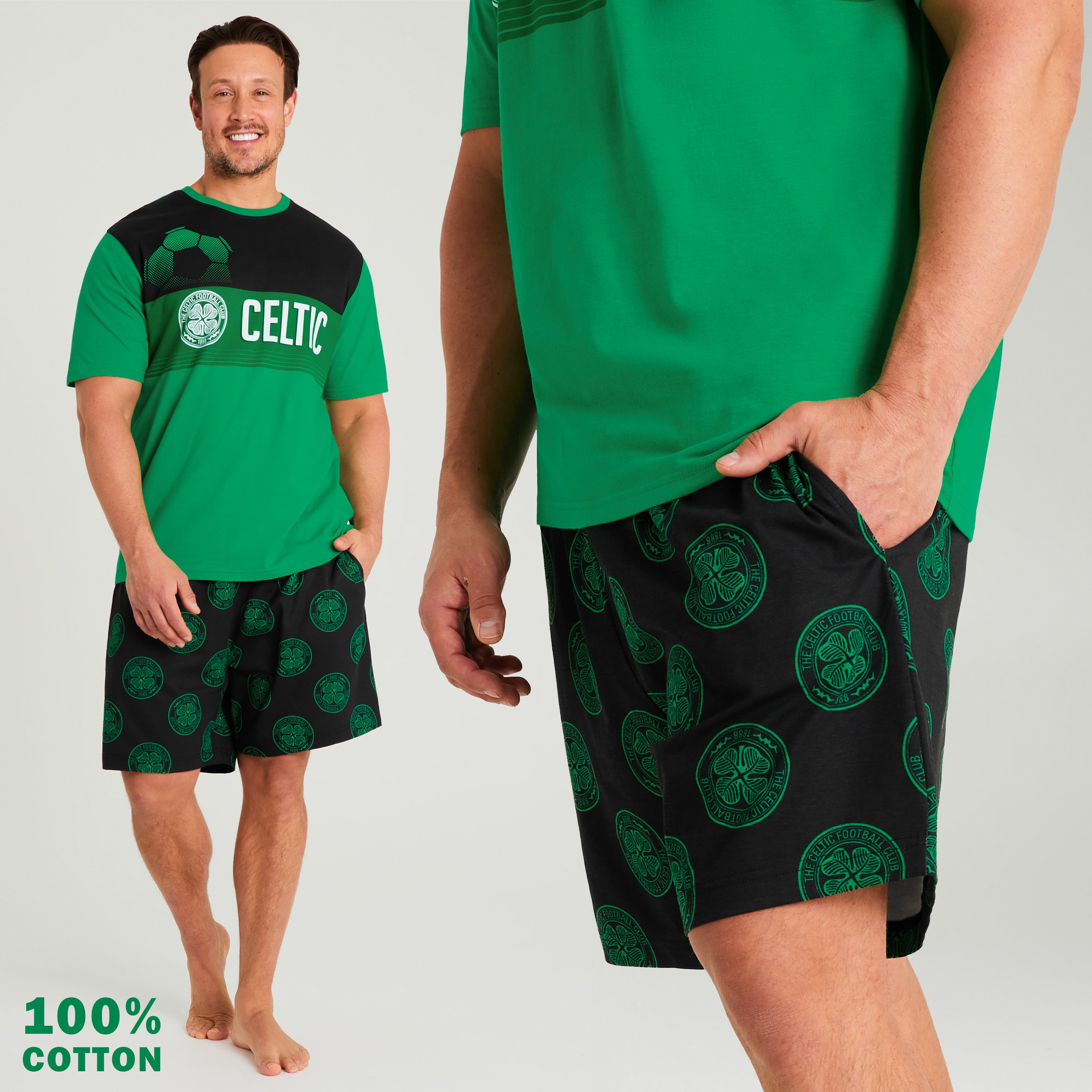celtic-fc-pyjama-short-homme-vert-noir-coton image 5