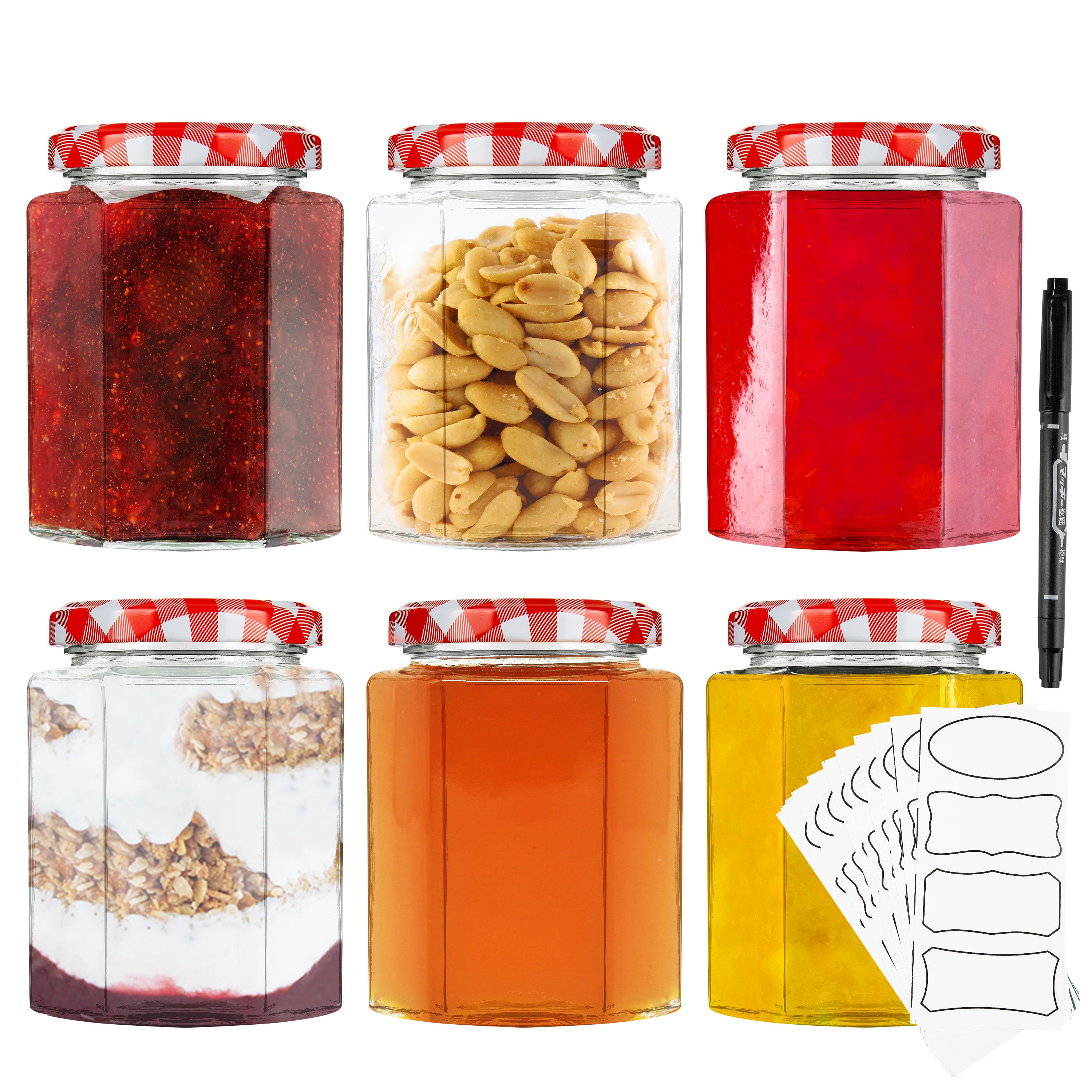 deco-express-bocaux-verre-confiture-rouge-lot-6-x-250-ml image 1