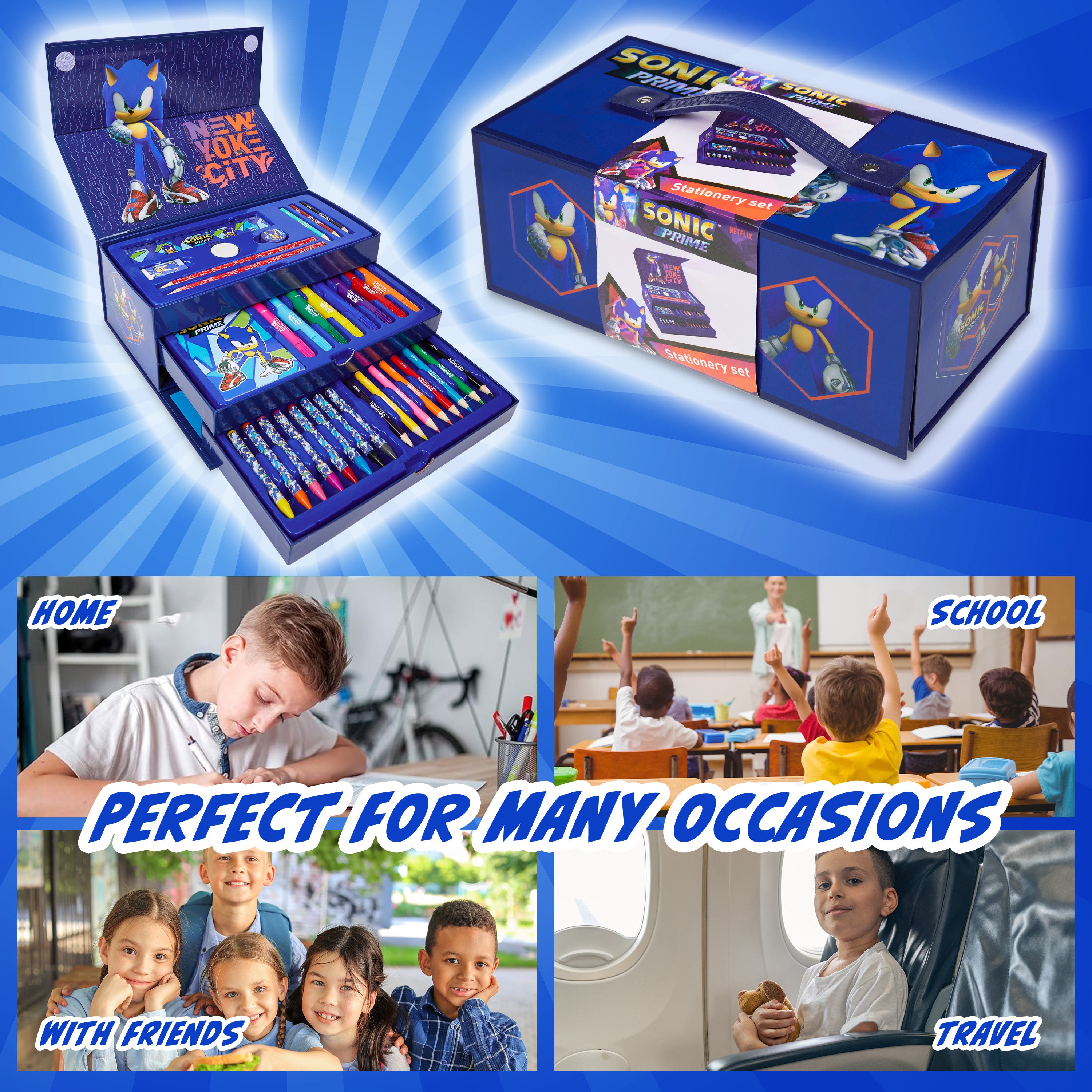 sonic-coffret-artiste-enfant-3-tiers-crayons-feutres image 5