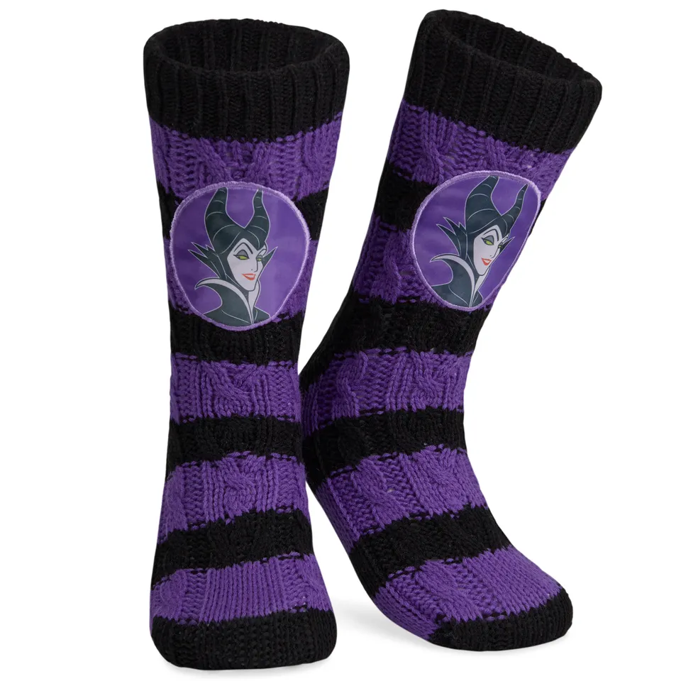 disney-chaussettes-pilou-femme-stitch-mal-fique-noir-violet image 1