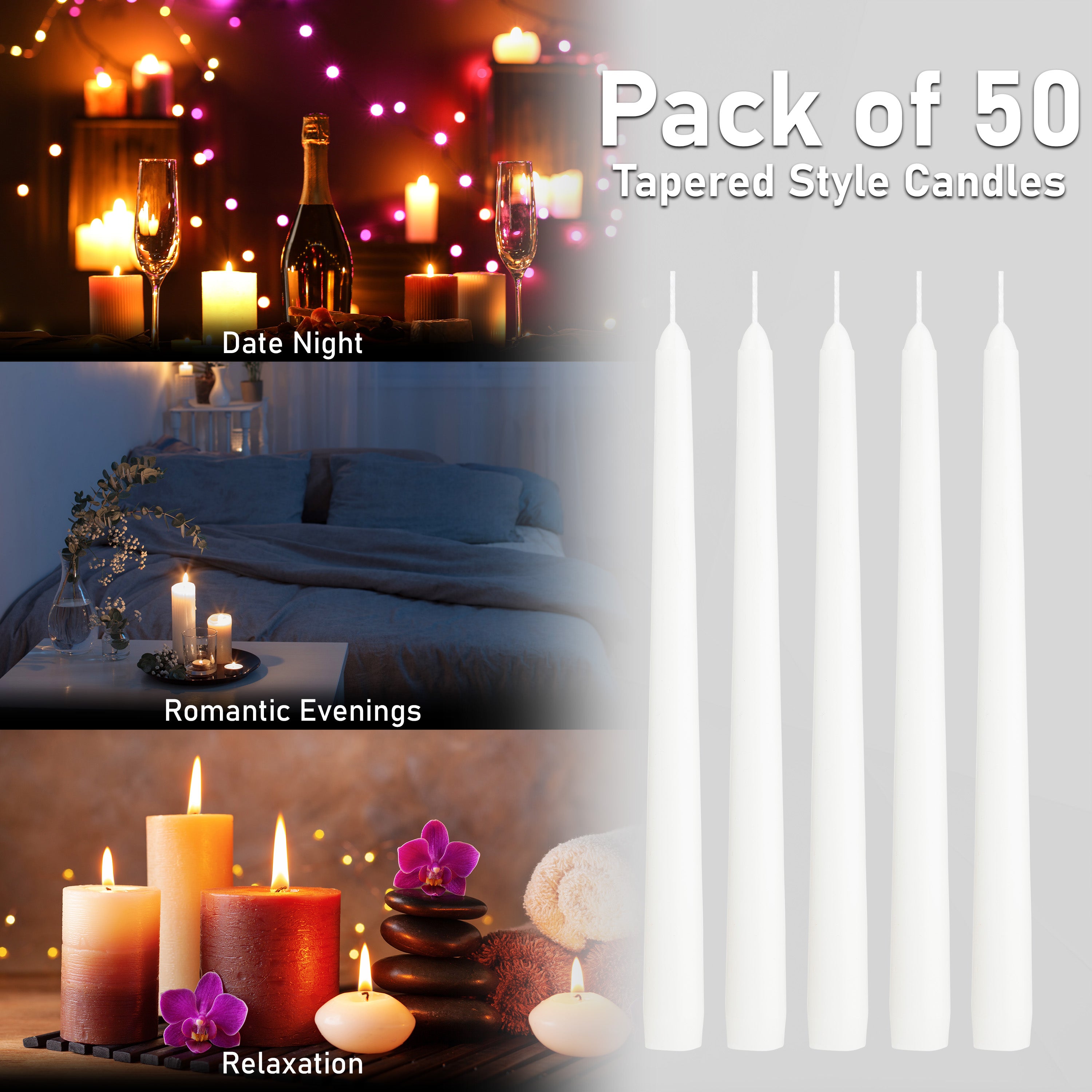 get-trend-home-bougies-chandelles-blanches-lot-50-8h image 6