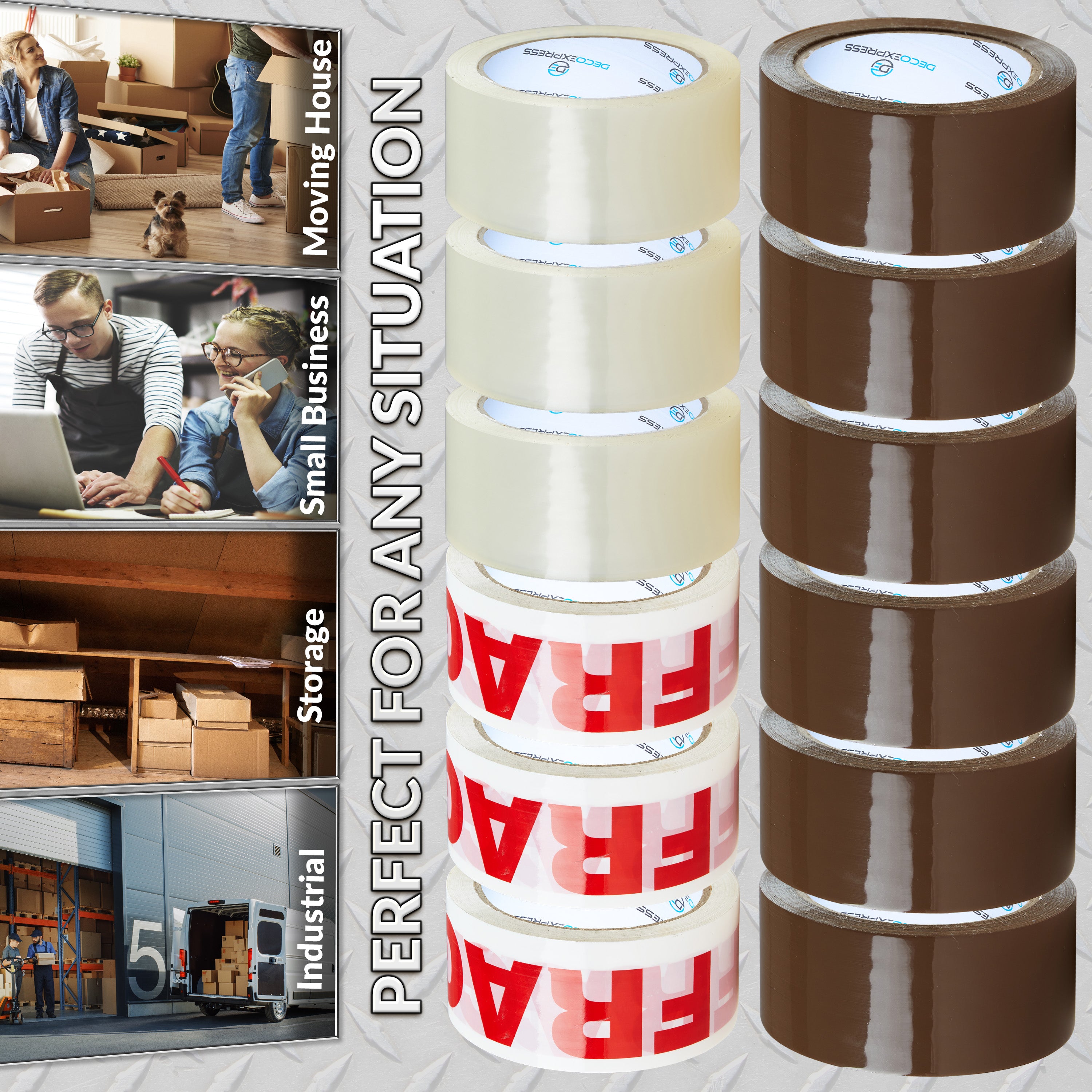 d-vidoir-12-rouleaux-scotch-emballage-marron-transparent image 5