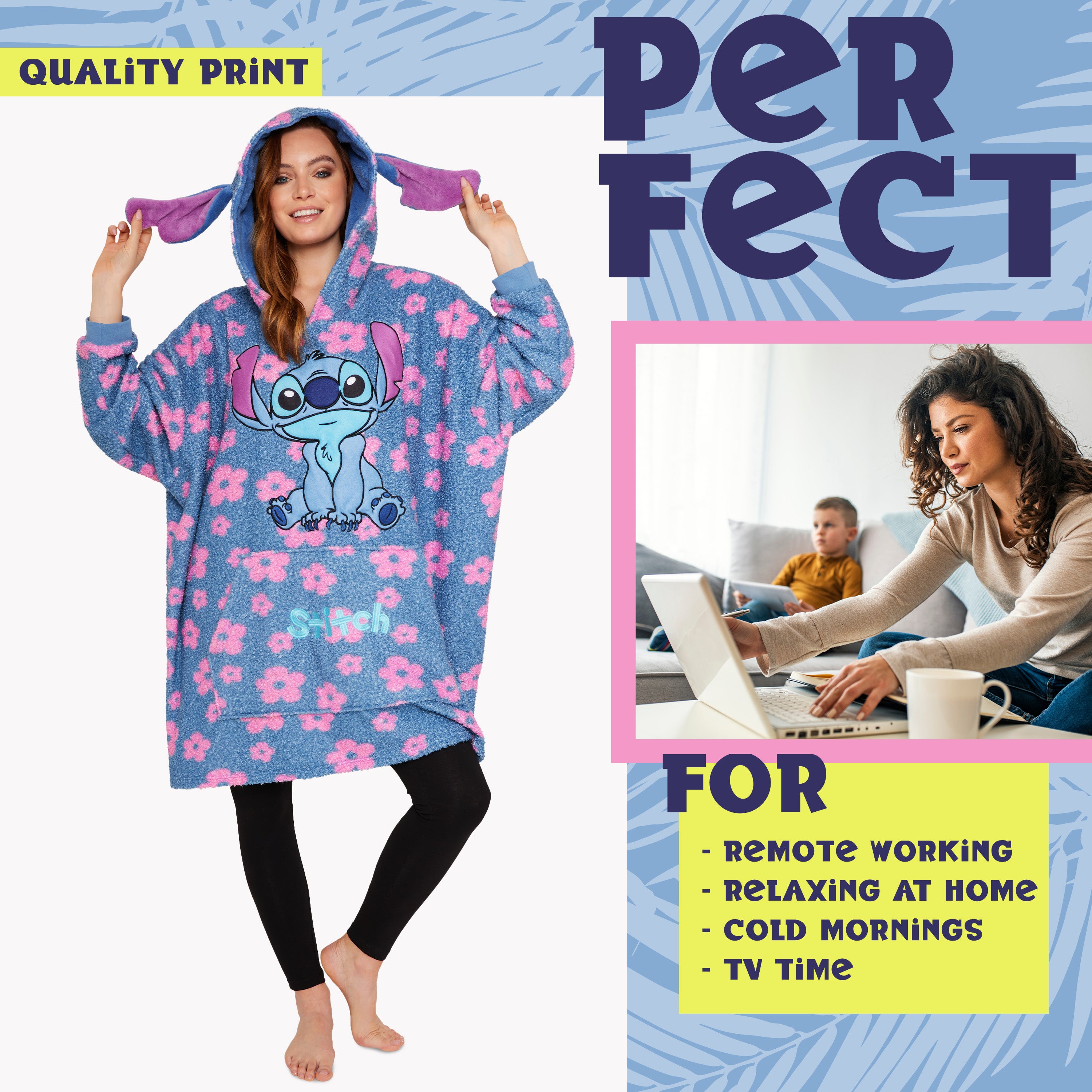 get-trend-women-disney-stitch-sweat-plaid-femme-floral-polaire image 3