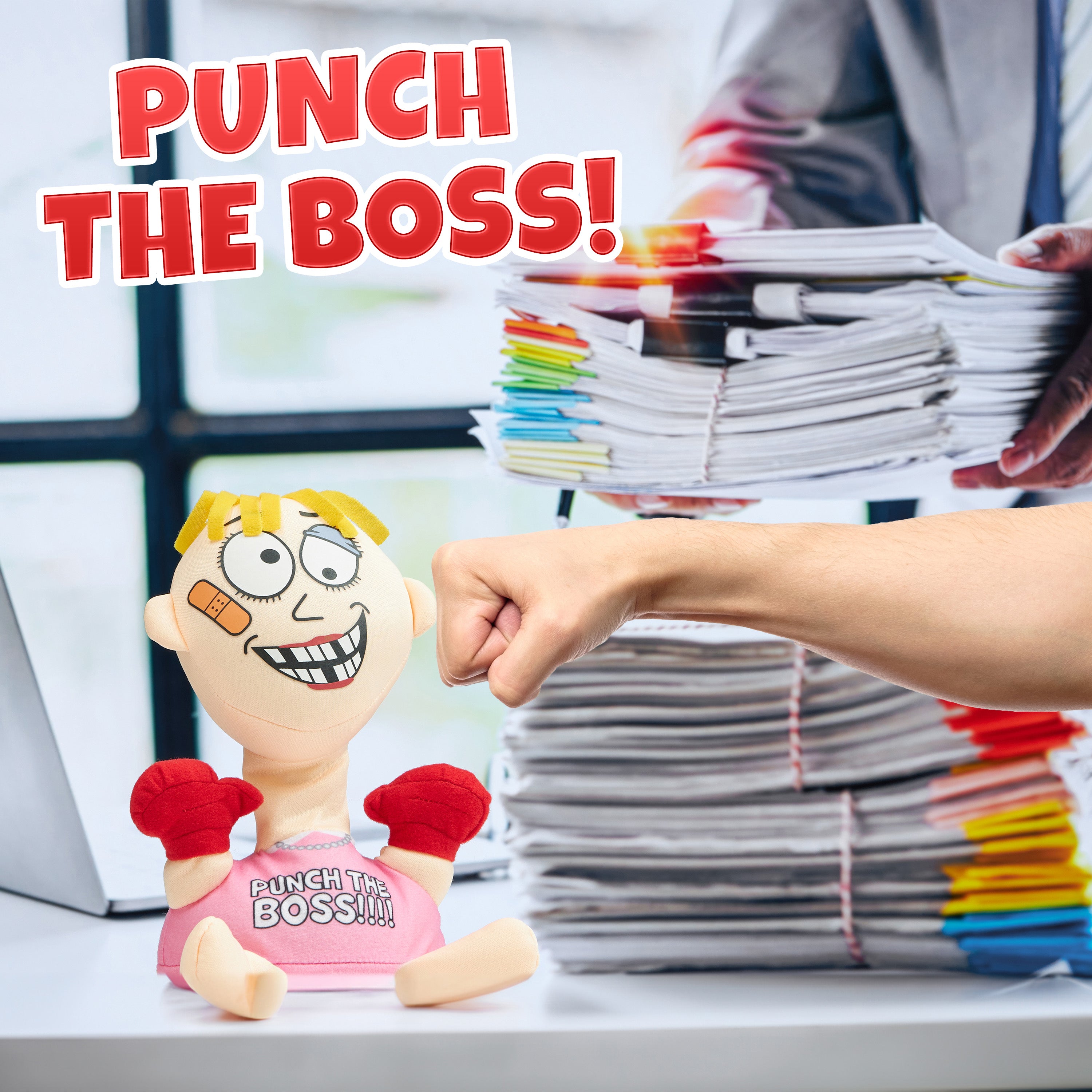 punch-boss-jouet-anti-stress-bureau-rose-humour image 3