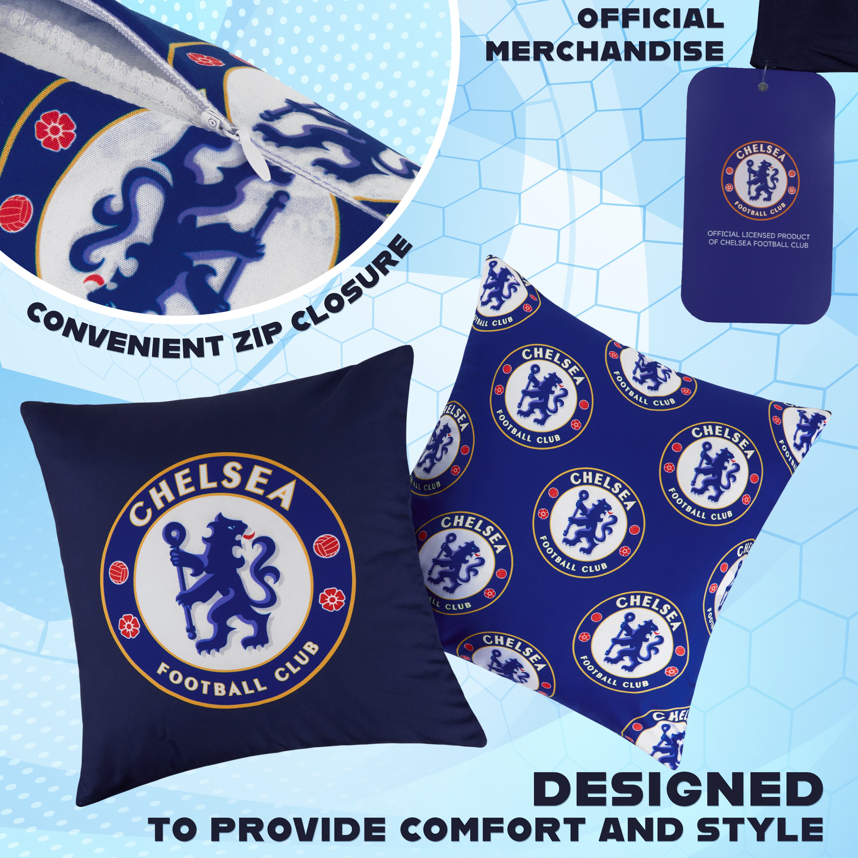 chelsea-fc-housse-coussin-39x39-cm-lot-2-bleu image 3