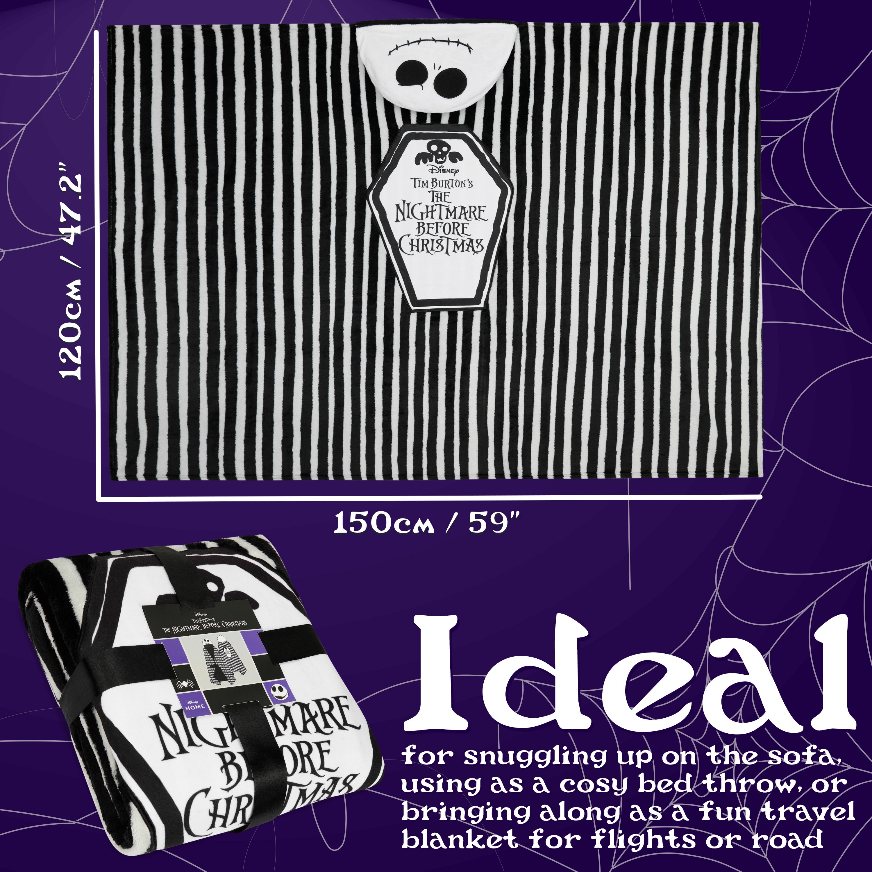 disney-l-trange-no-l-plaid-polaire-jack-150x120cm-noir image 6