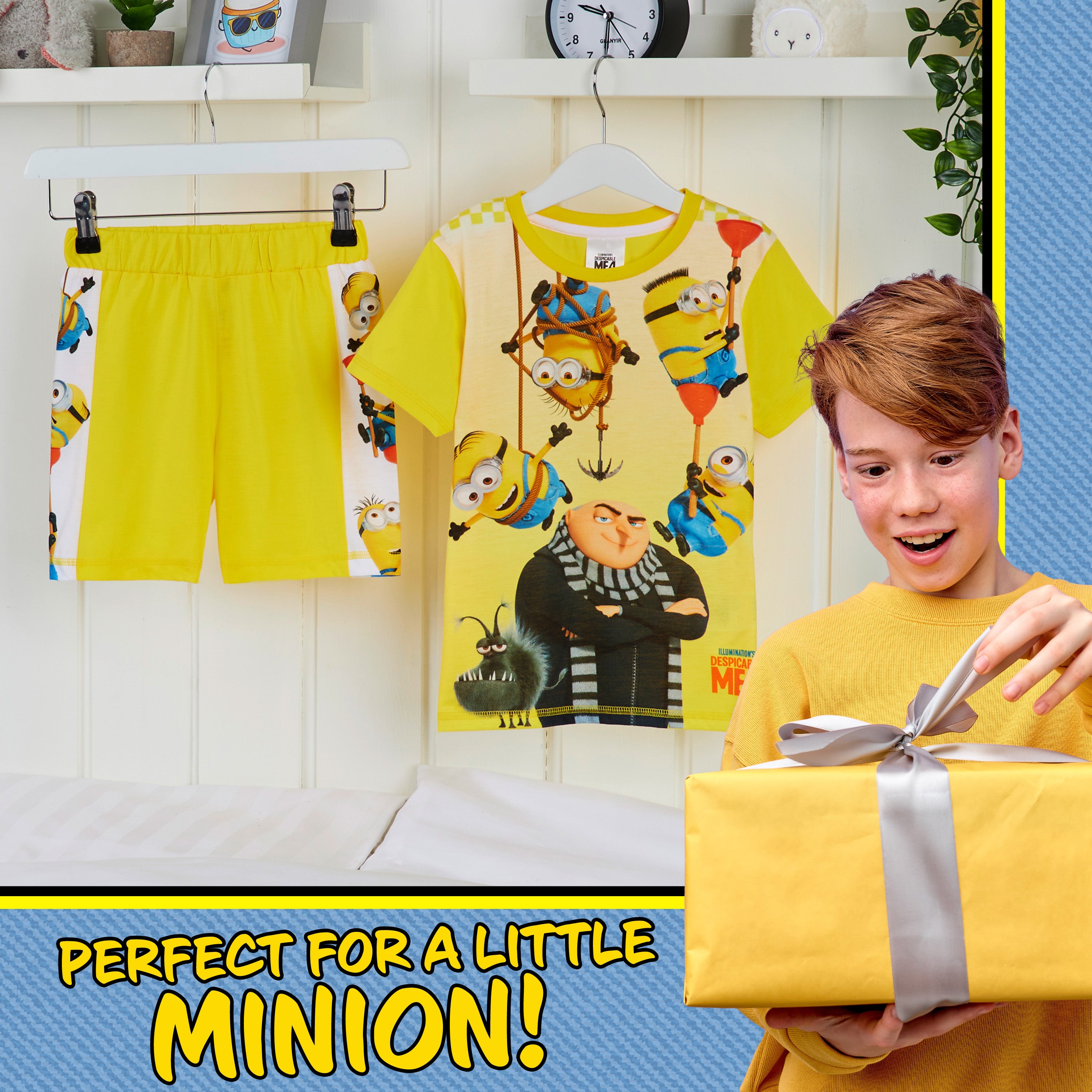 minions-pyjama-short-gar-on-2-pi-ces-jaune-multi image 2