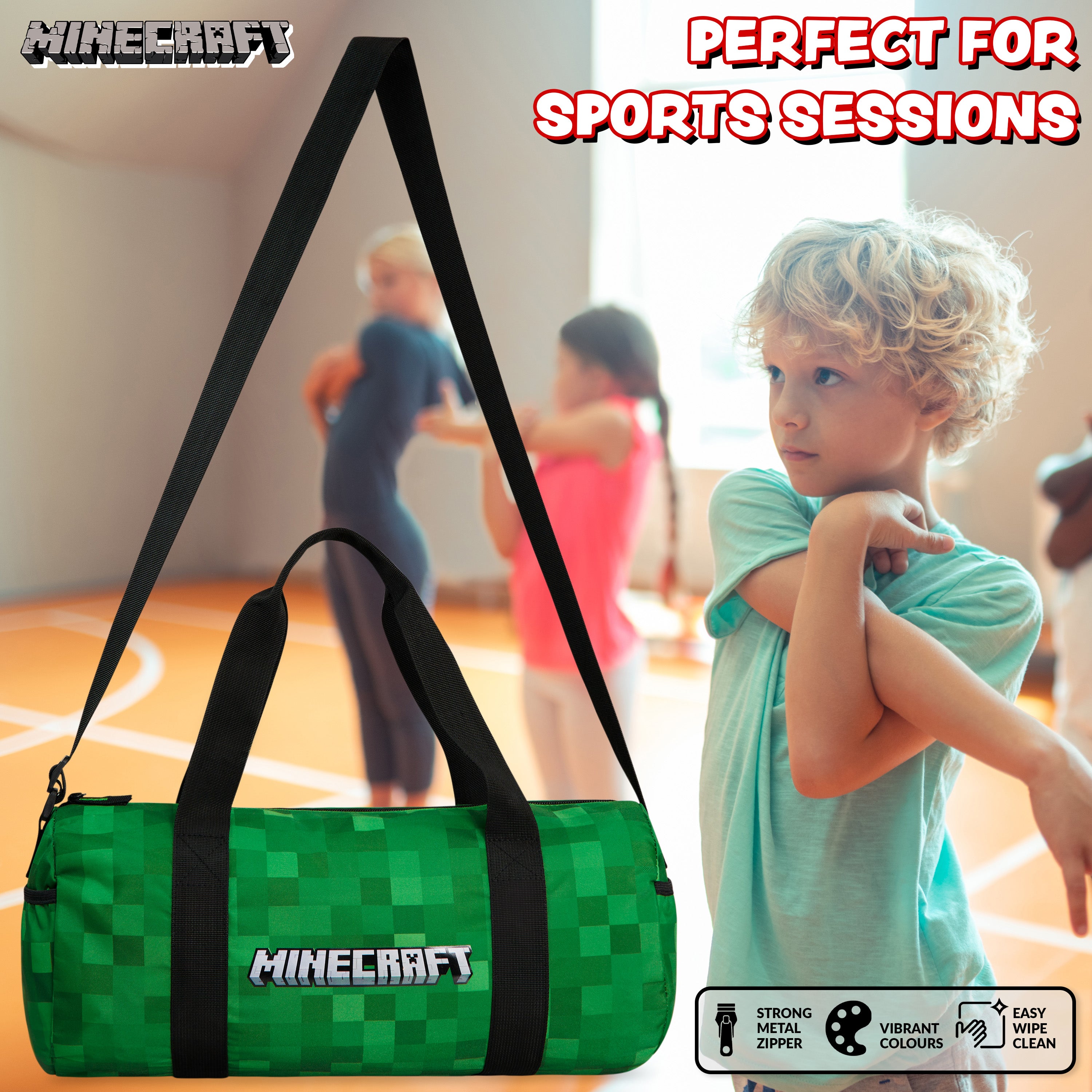 minecraft-sac-de-sport-enfant-grand-holdall-vert-pixel image 7
