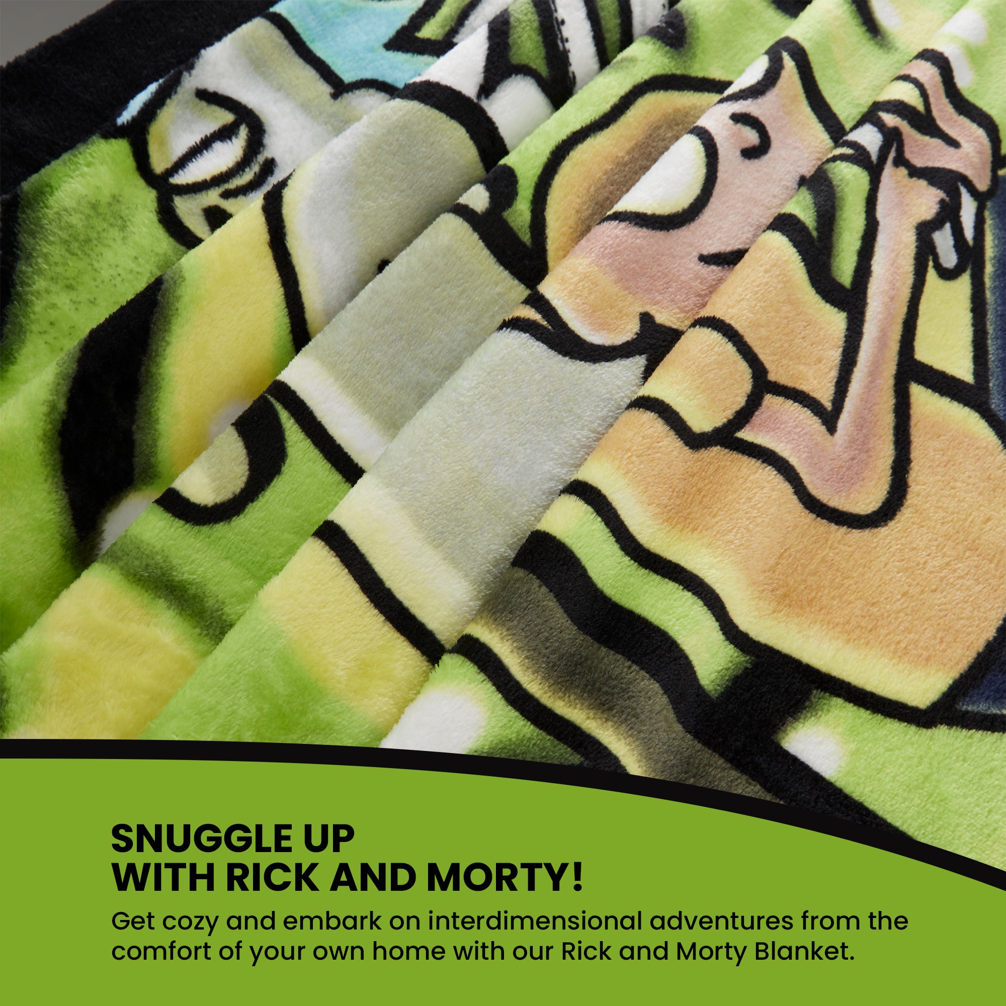 rick-and-morty-plaid-polaire-150x130-cm-noir-vert-doux image 2