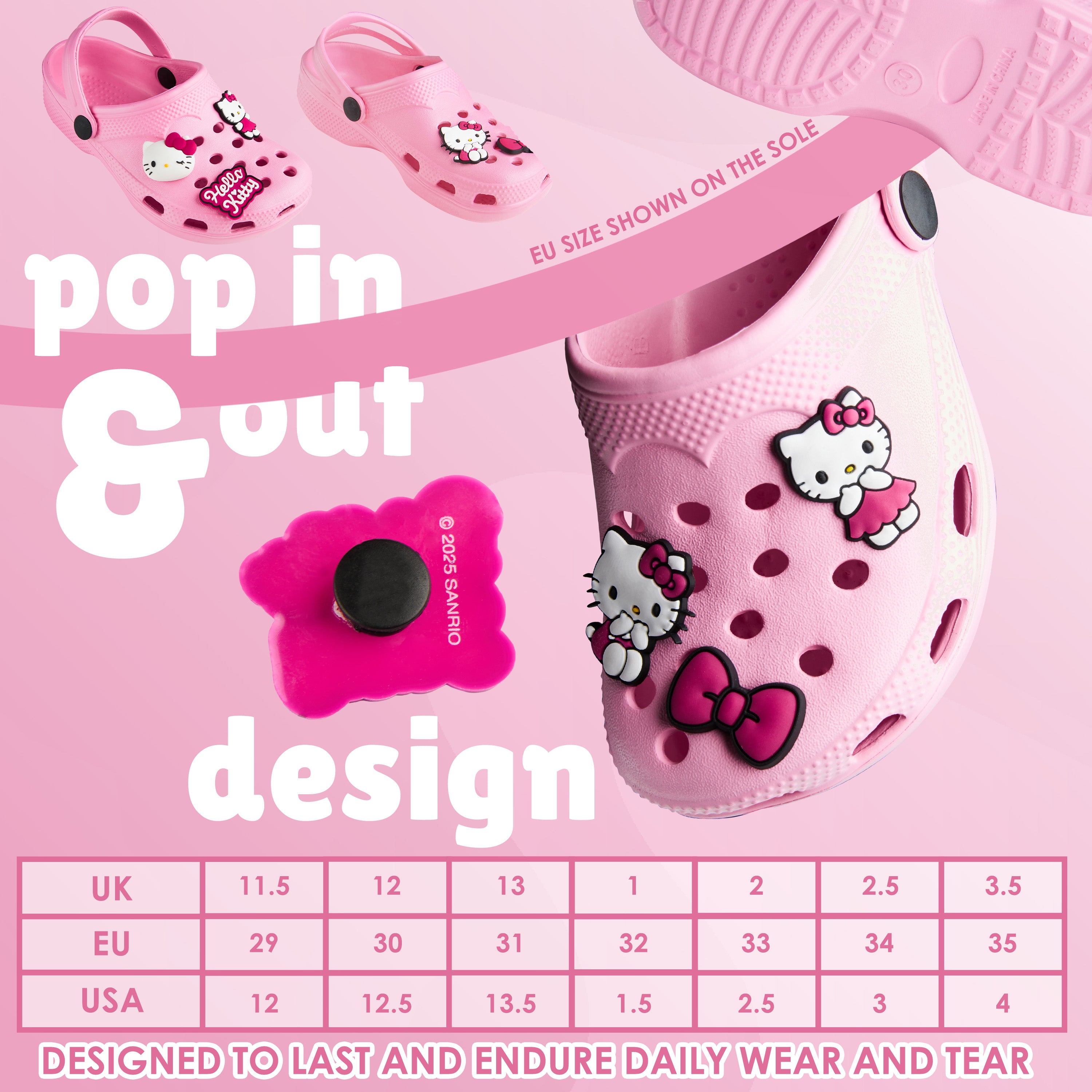 hello-kitty-clogs-fille-sabots-jardin-charms-amovibles image 7