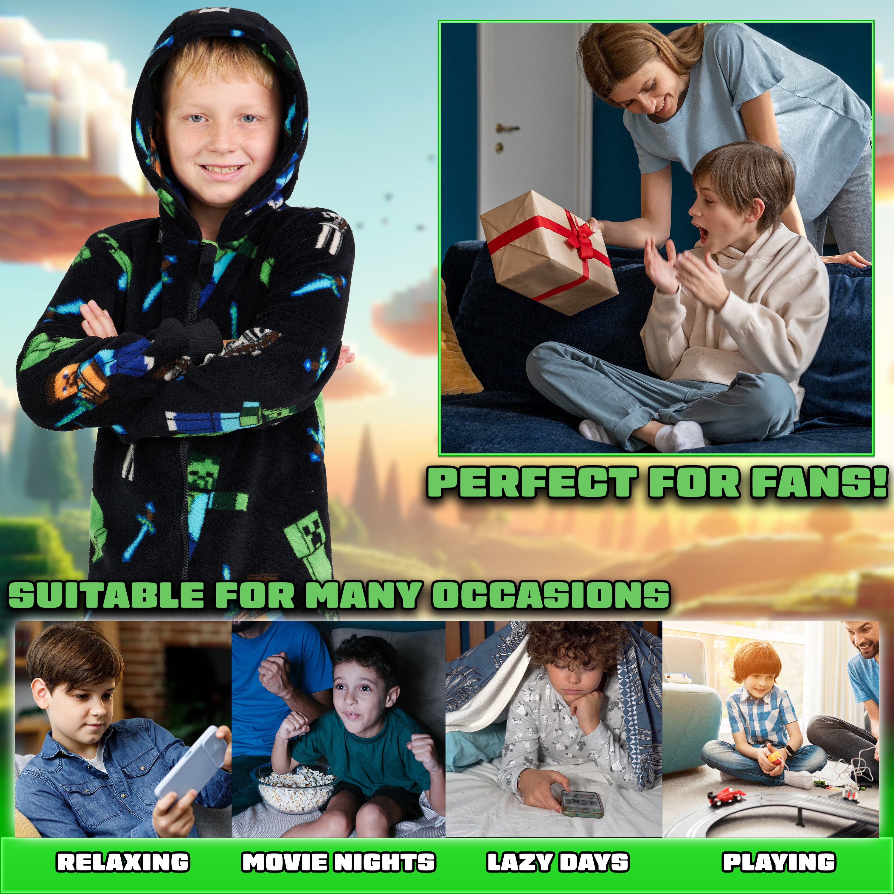 minecraft-combinaison-pyjama-polaire-gar-on-capuche-gamer image 3