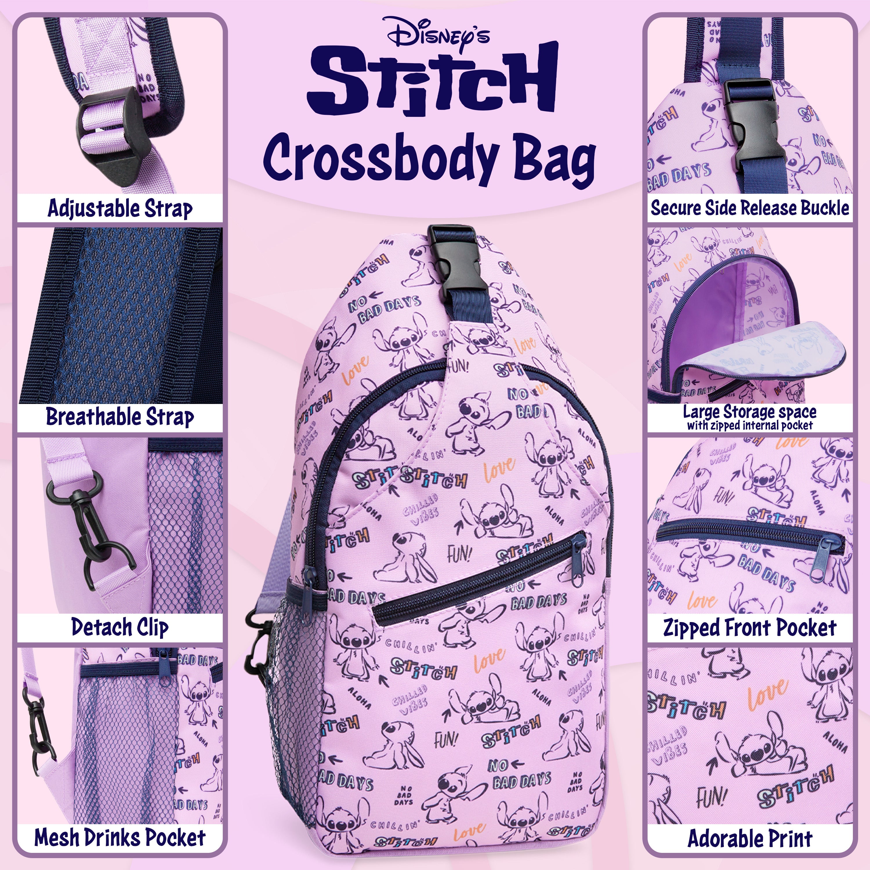 disney-stitch-sac-bandouli-re-fille-r-glable-4-poches image 5