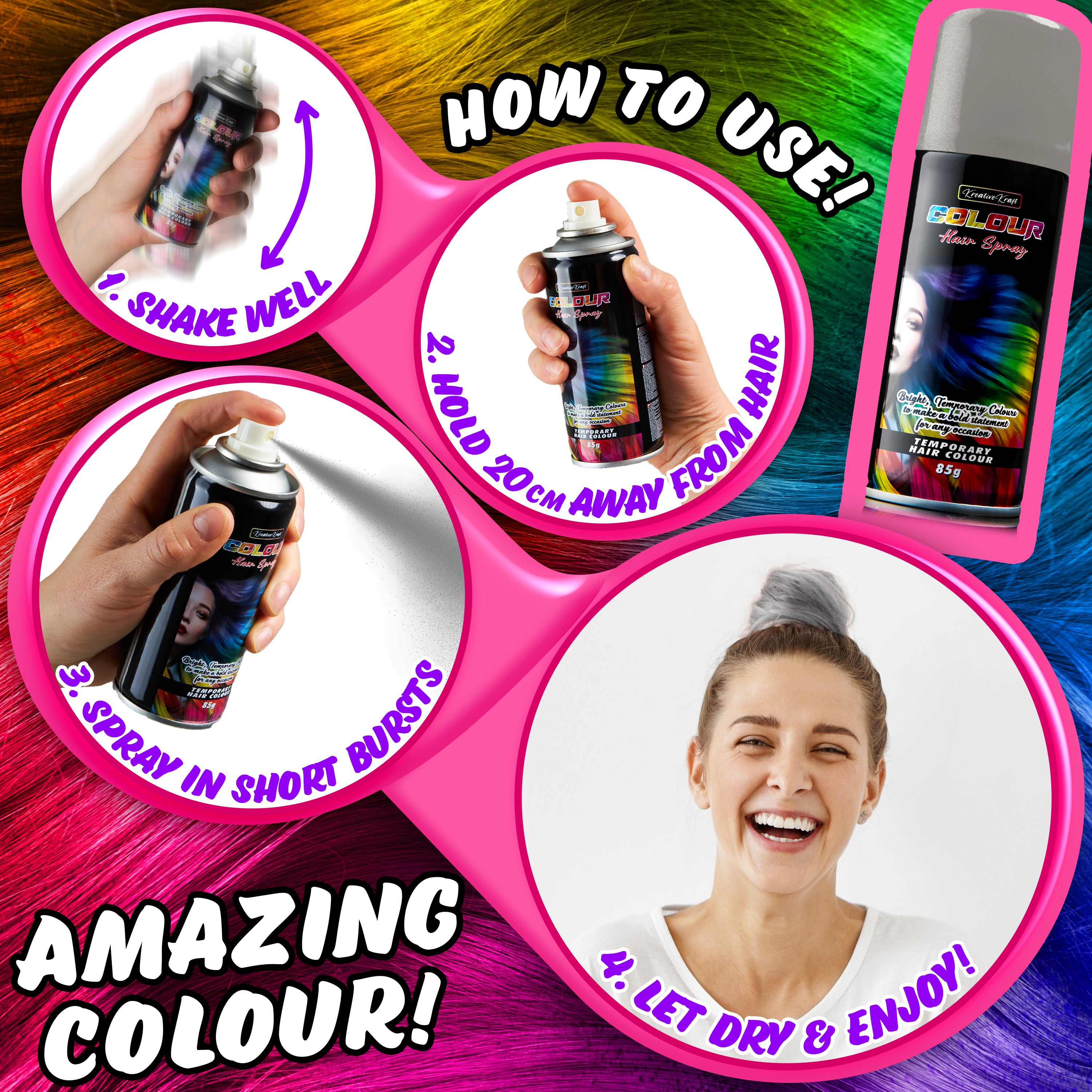 kreativekraft-spray-couleur-cheveux-noir-200ml-temporaire image 3