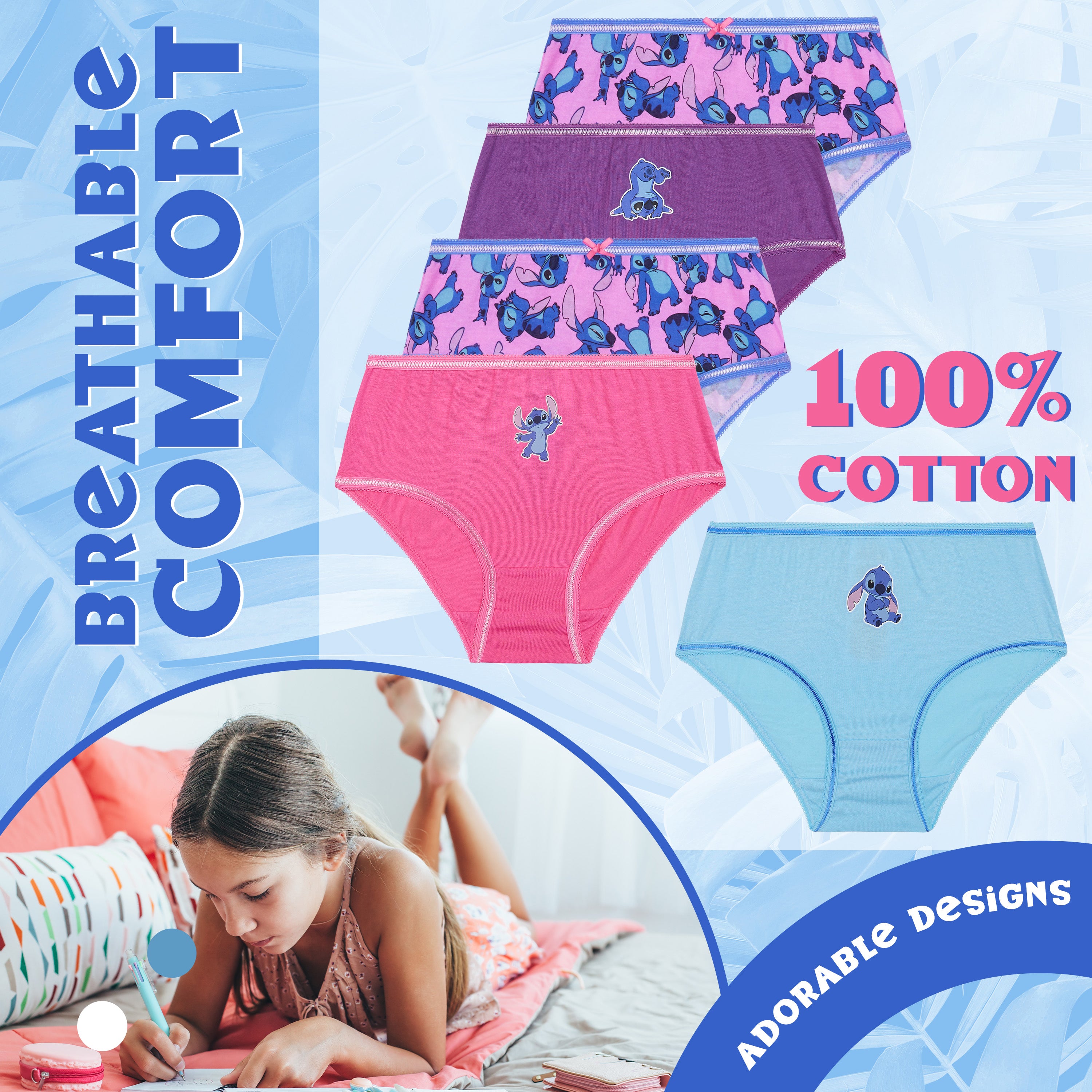 disney-stitch-culottes-fille-coton-pack-de-5-color image 5