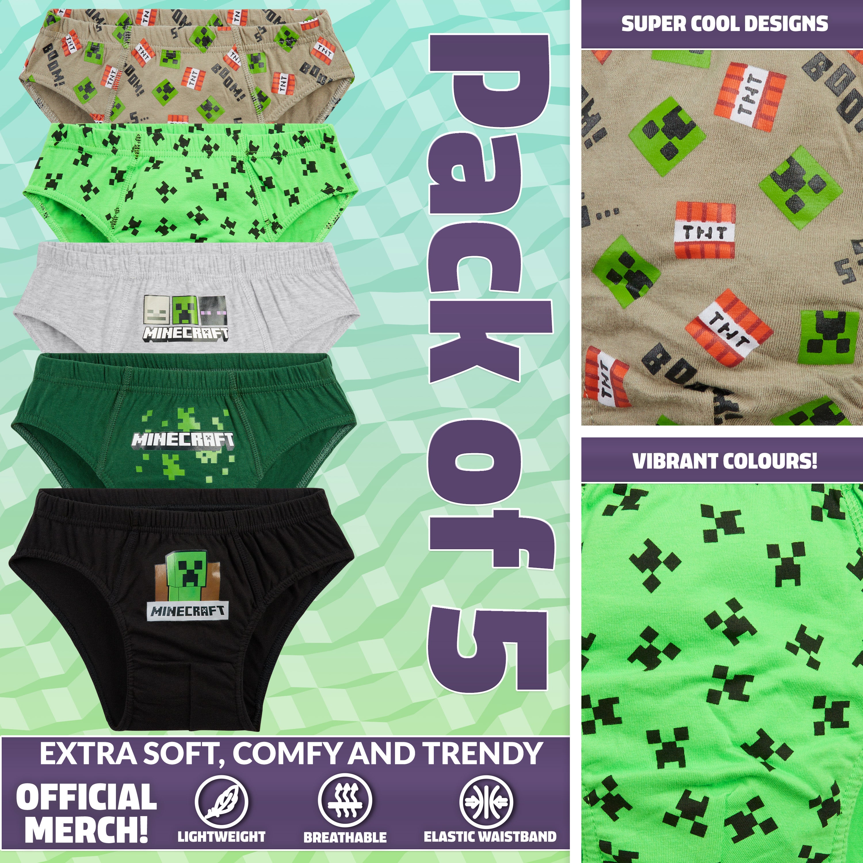 get-trend-minecraft-slip-gar-on-coton-lot-de-5-gamer image 3