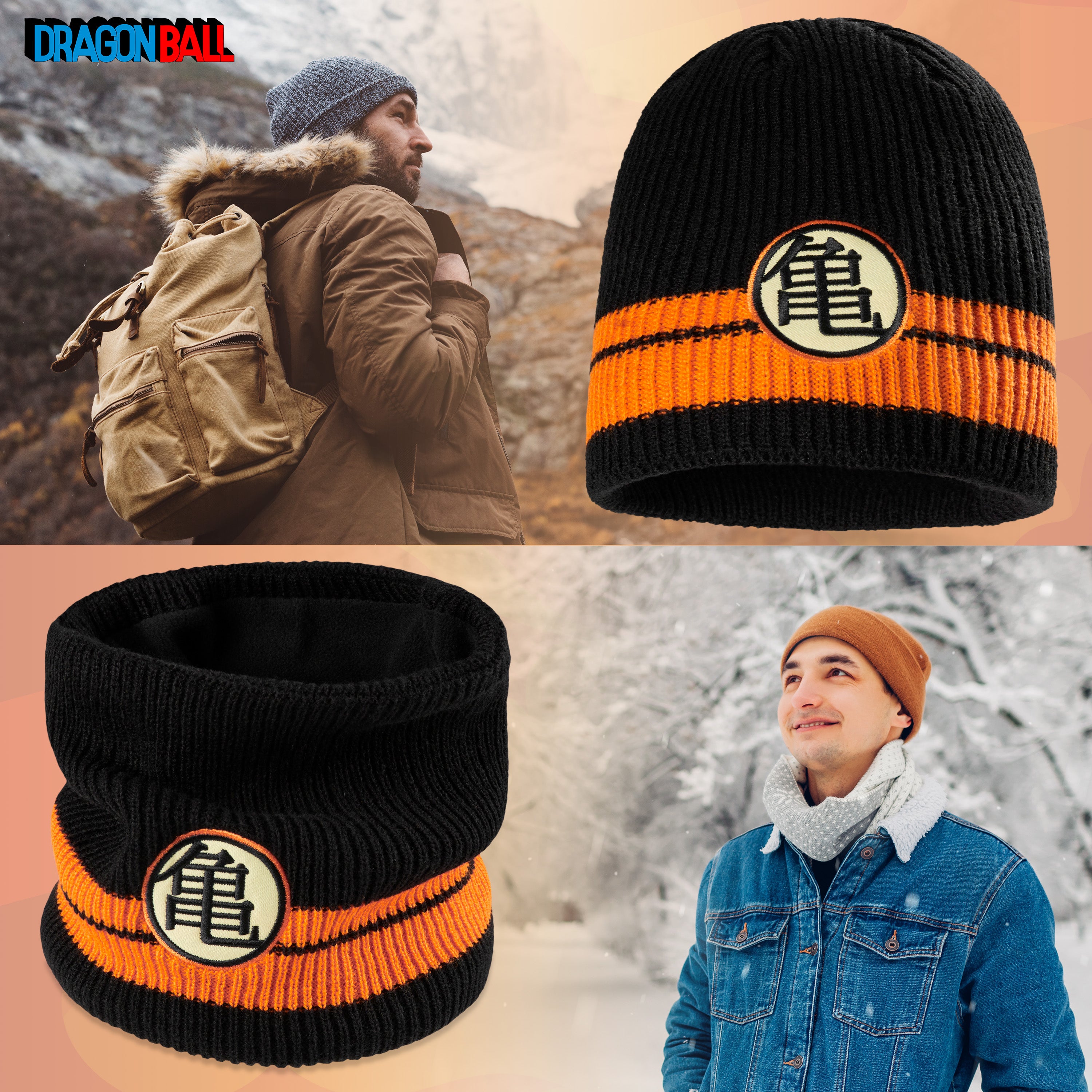 dragon-ball-z-bonnet-snood-homme-ensemble-hiver-2-pi-ces image 3