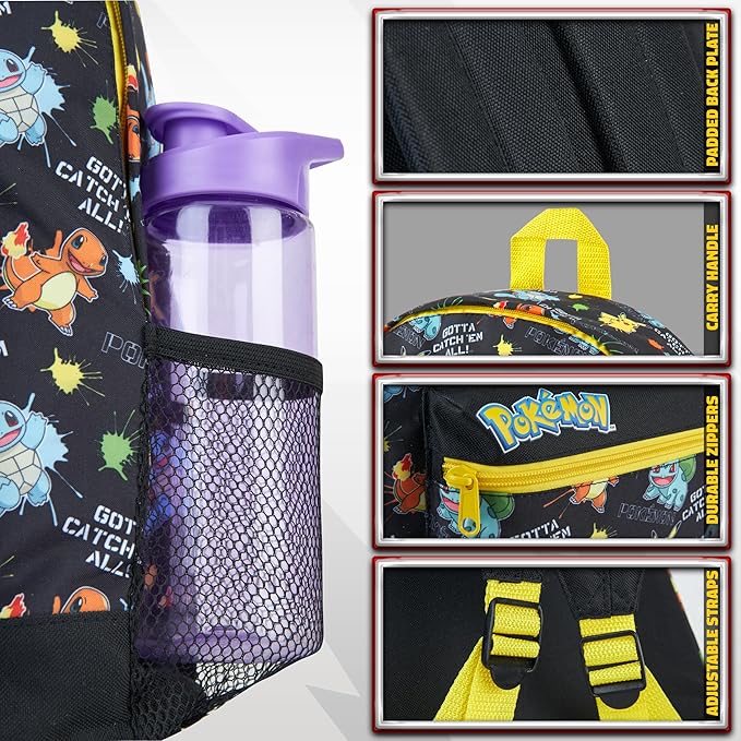 pok-mon-pikachu-sac-dos-enfant-poches-zipp-es-cole-2 image 3
