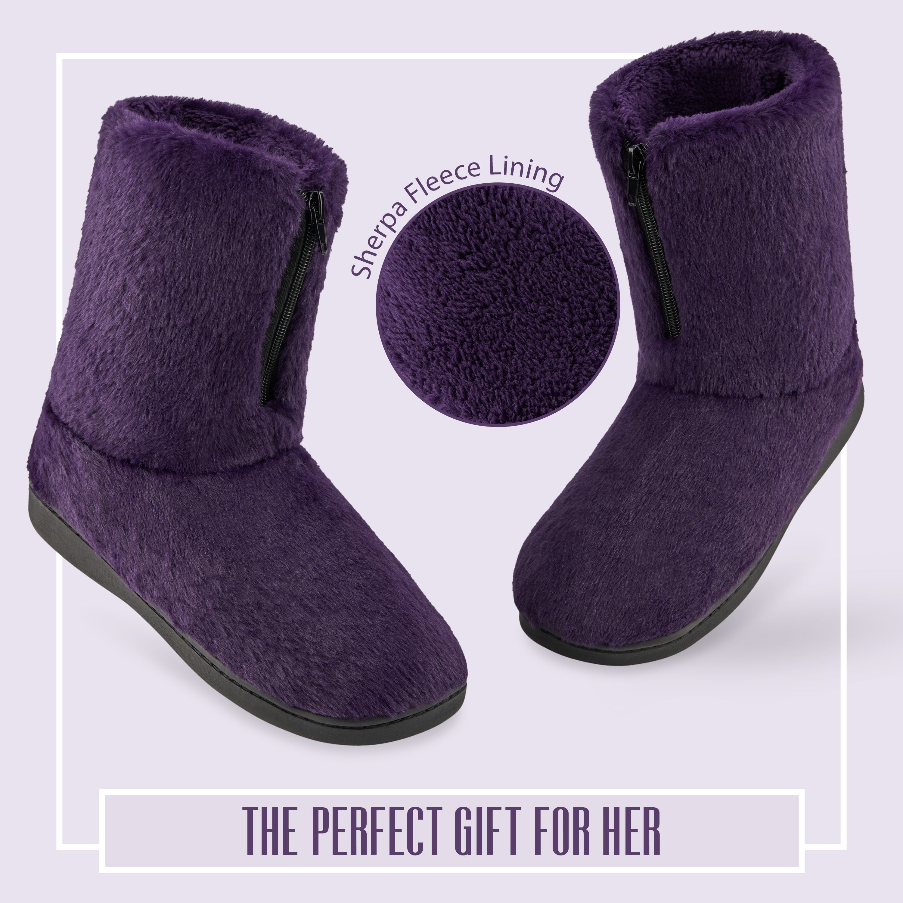 citycomfort-chaussons-bottes-femme-fourr-s-gris-violet image 2