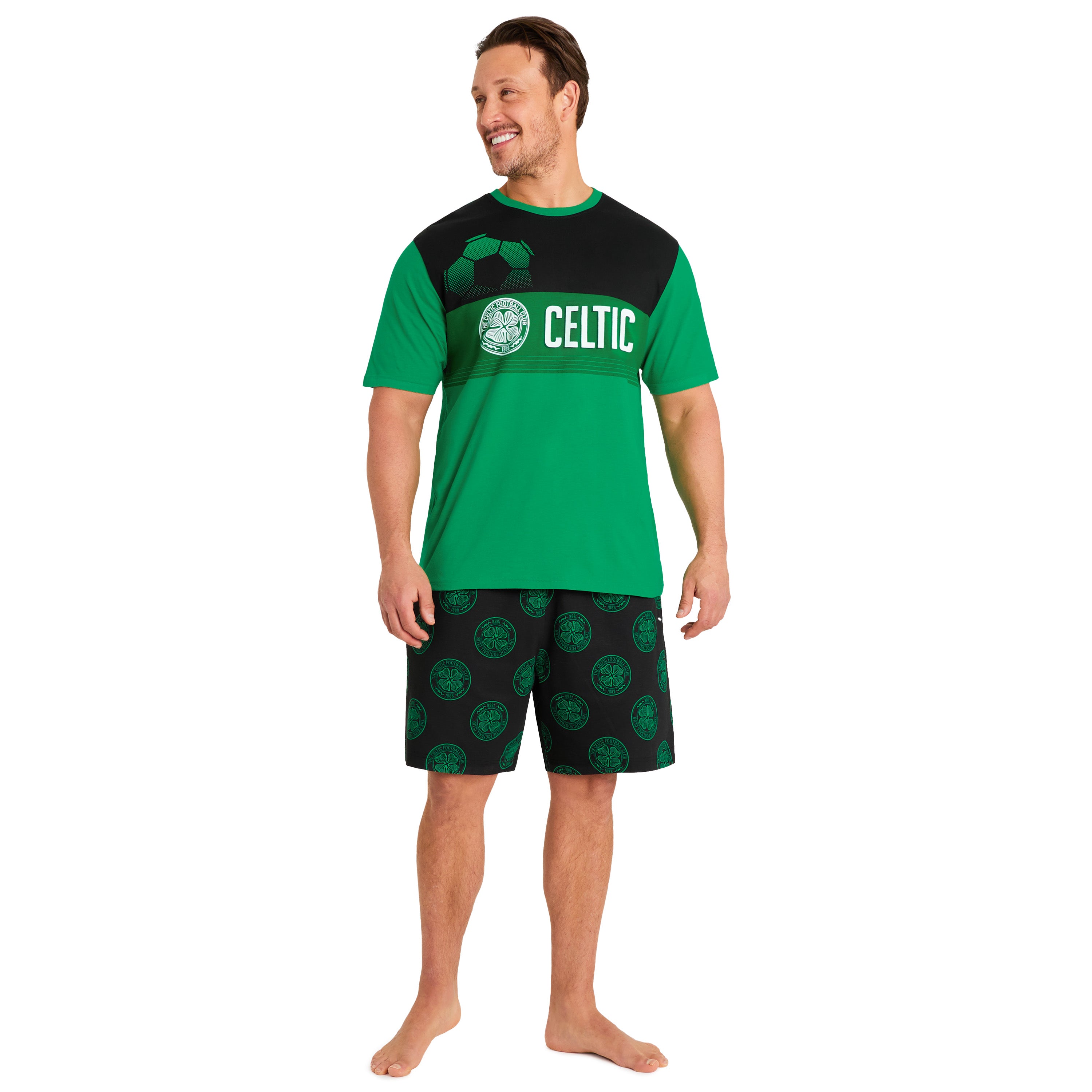 celtic-fc-pyjama-short-homme-vert-noir-coton image 1