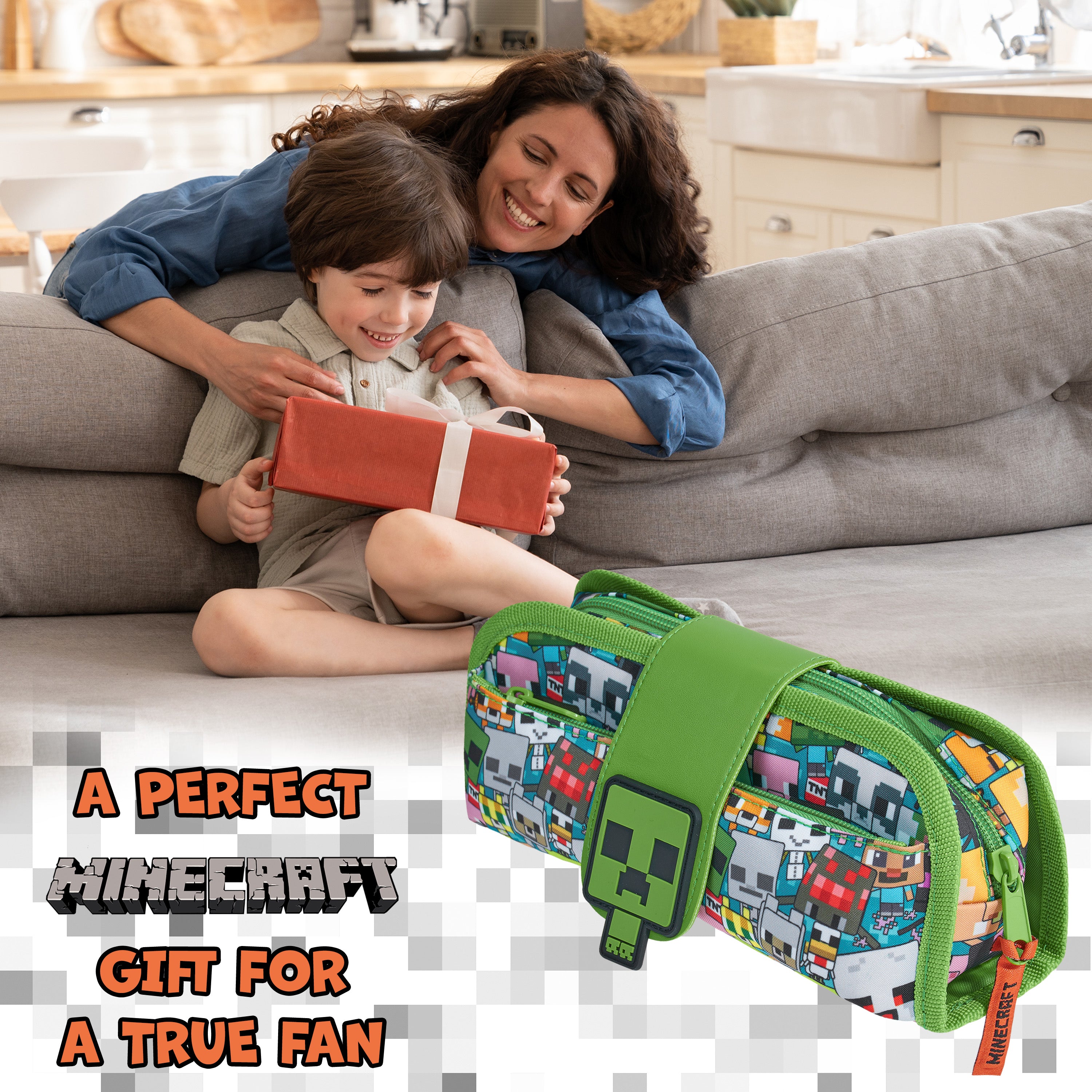 minecraft-trousse-cole-creeper-multi-compartiments-pochette-zip image 3