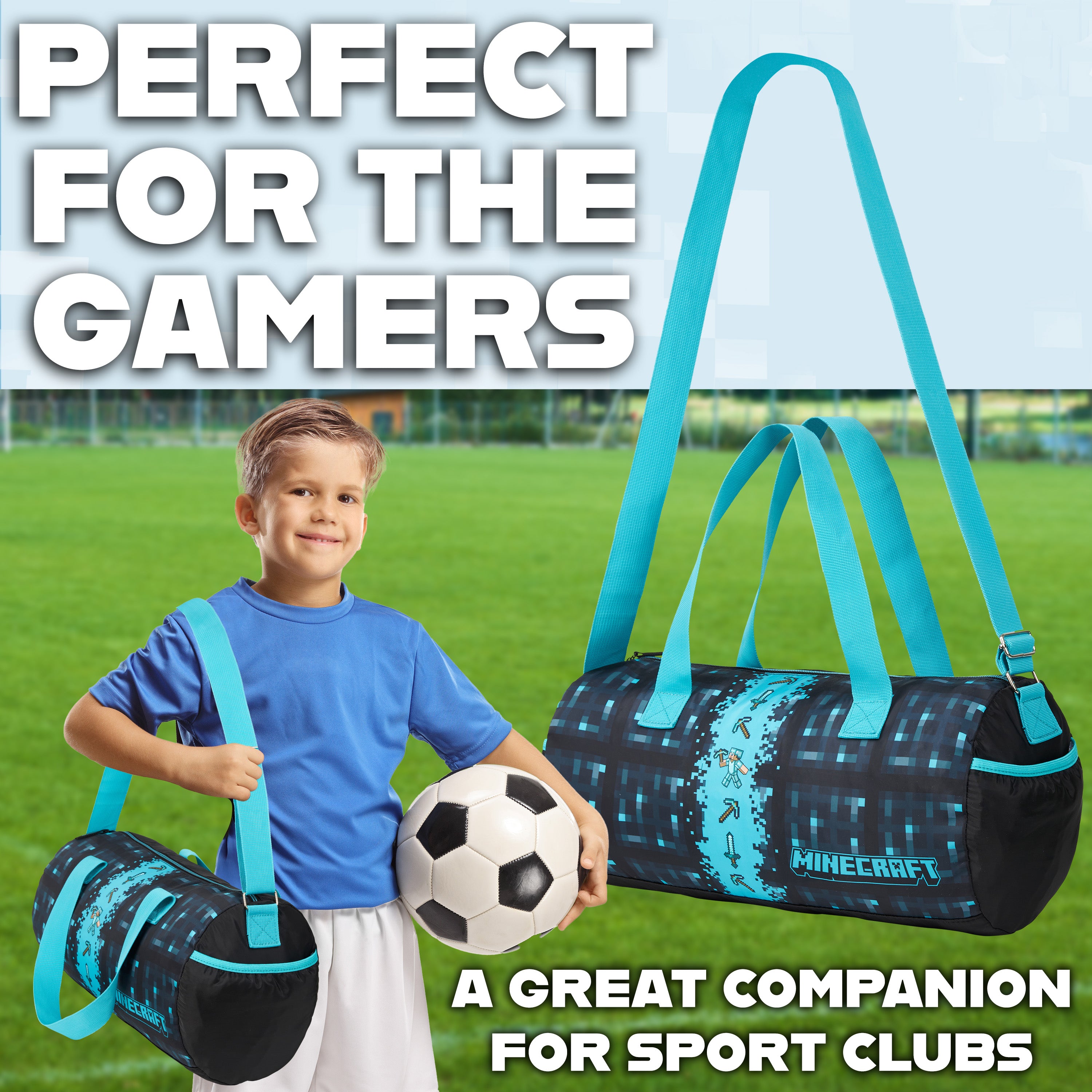 minecraft-creeper-sac-sport-bleu-41x19x18cm-enfant image 2