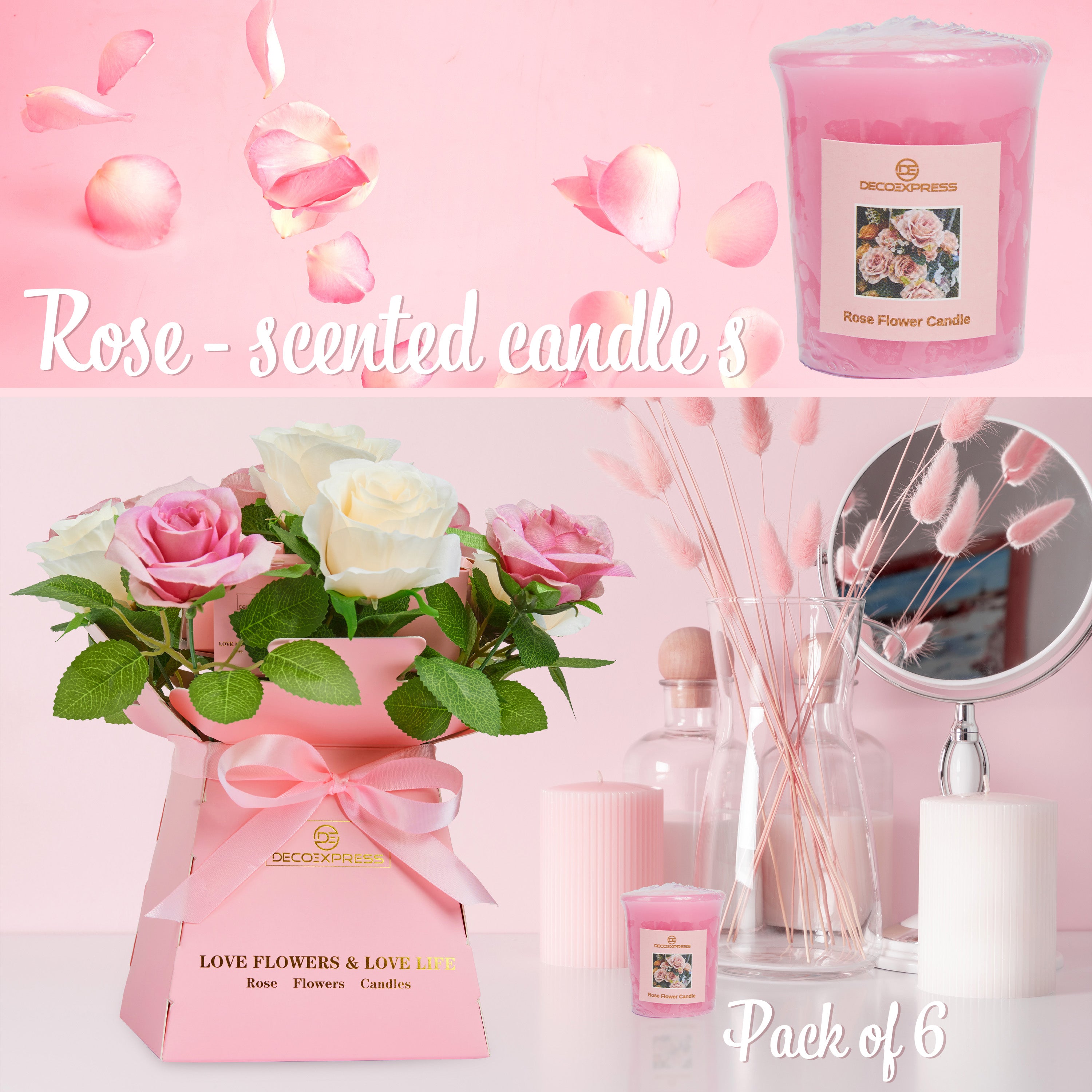deco-express-coffret-bouquet-roses-bougies-rose image 3