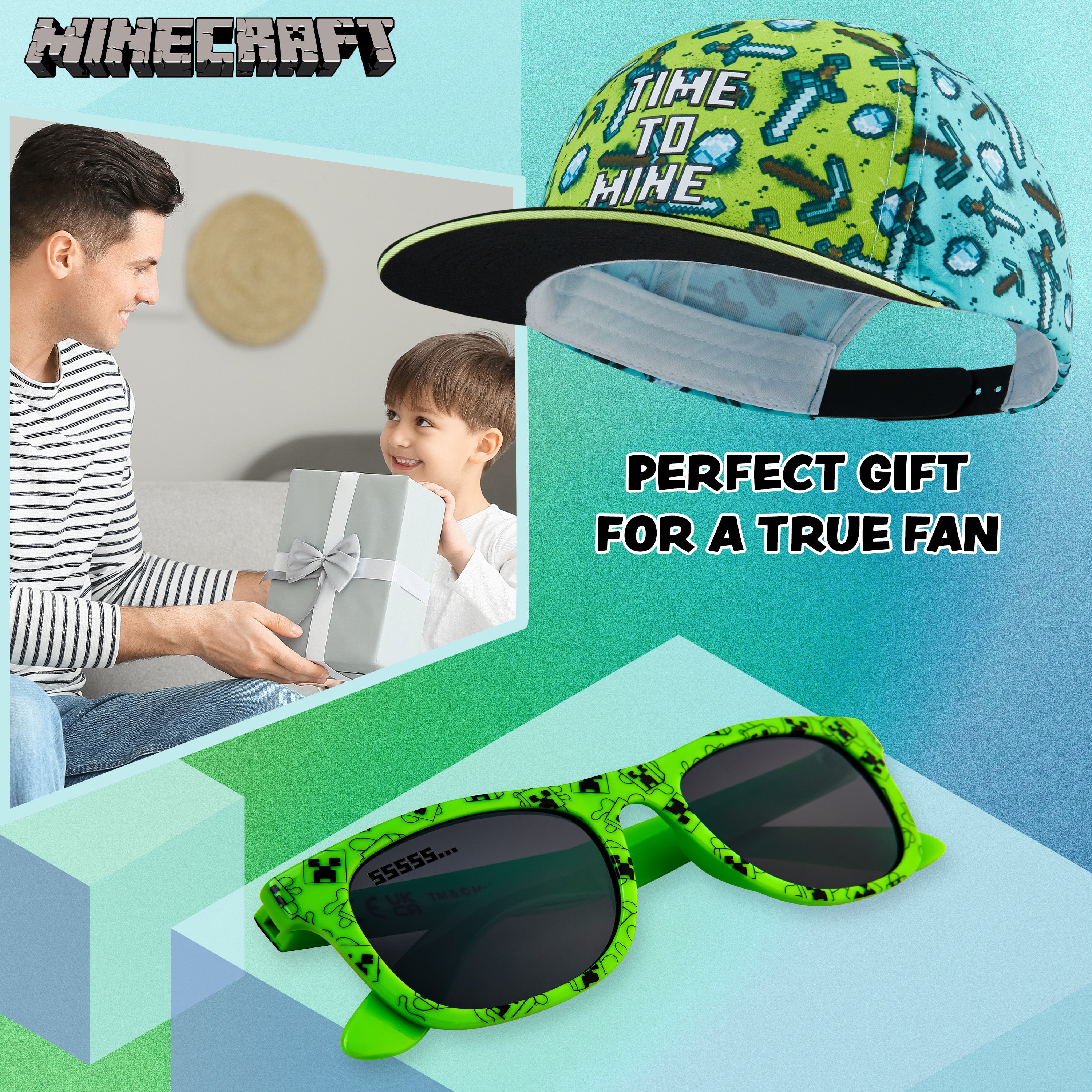 minecraft-set-casquette-r-glable-lunettes-uv-enfant image 3