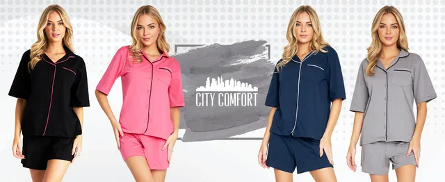 citycomfort-pyjama-femme-court-coton-2-pi-ces-rose image 1