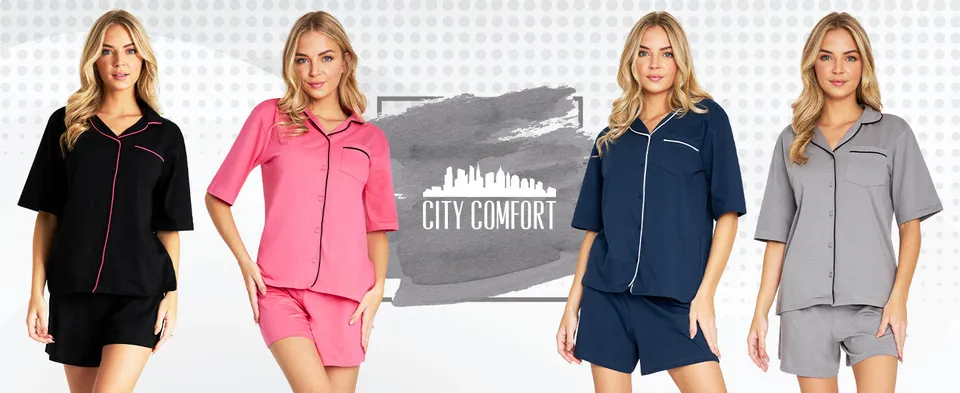 citycomfort-pyjama-femme-court-coton-2-pi-ces-rose image 1
