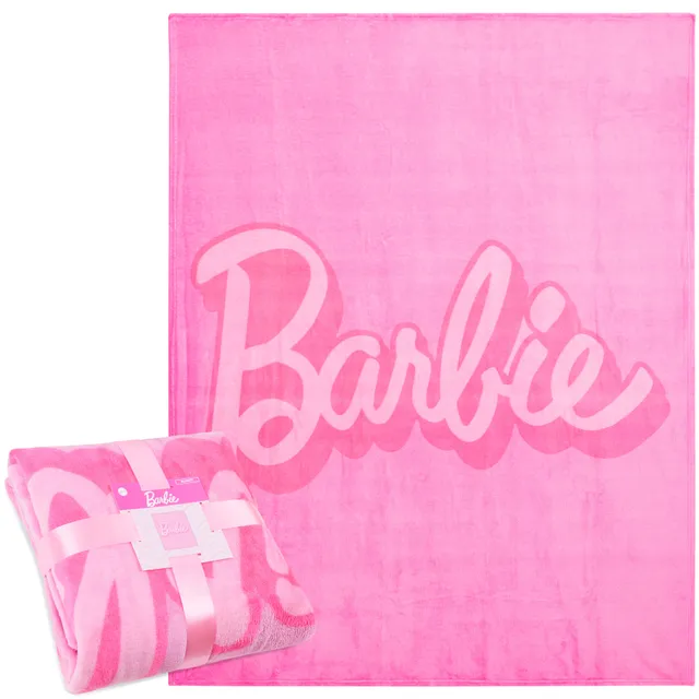 barbie-plaid-polaire-150x130-cm-rose-fille-femme image 1