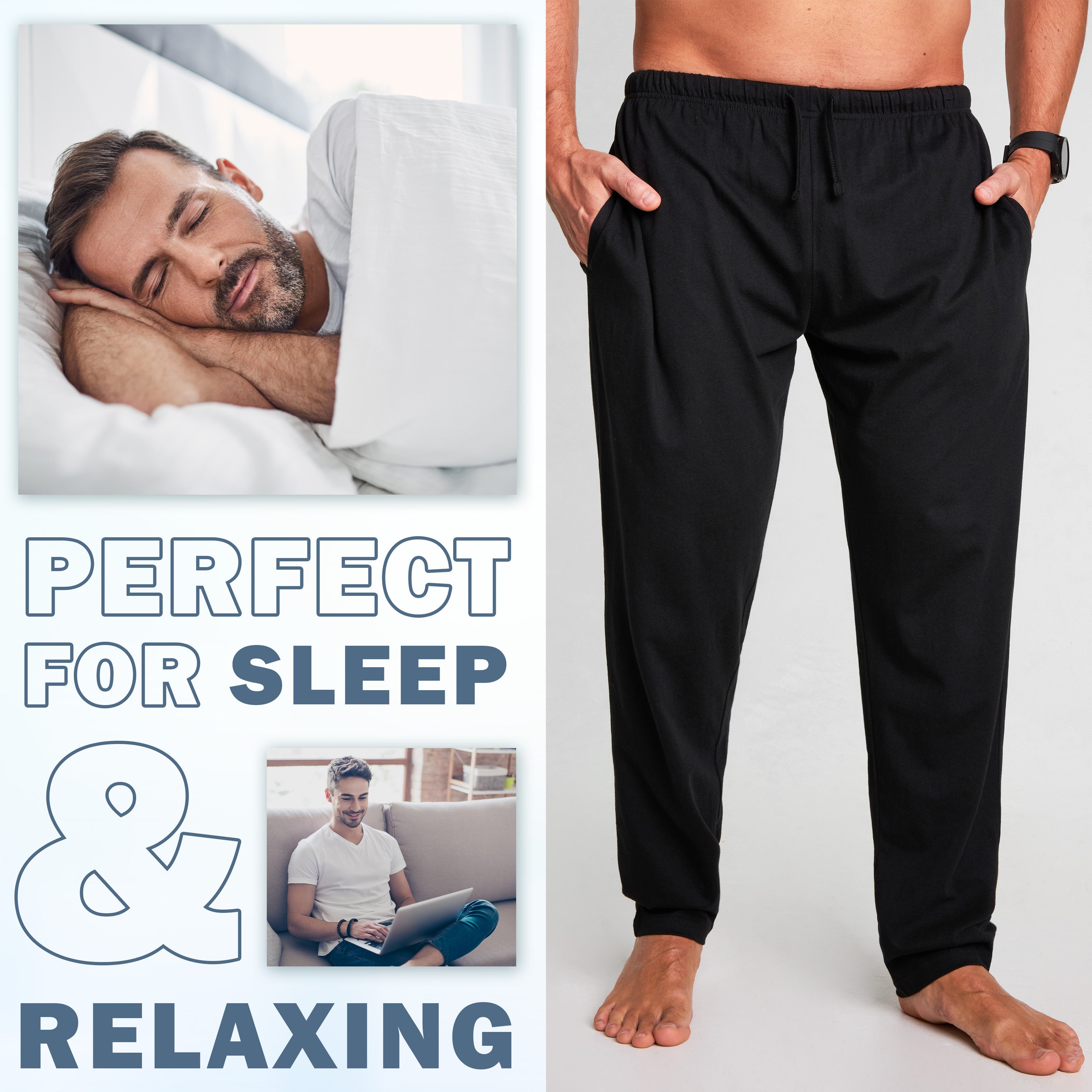 citycomfort-bas-pyjama-homme-coton-poches-lot-2-noir-m-4xl image 3