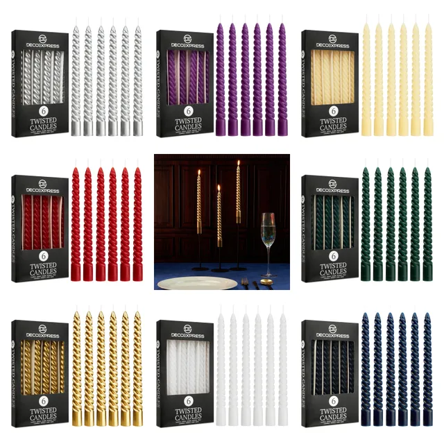 get-trend-deco-express-bougies-torsad-es-rouges-lot-de-6-non-parfum-es image 1
