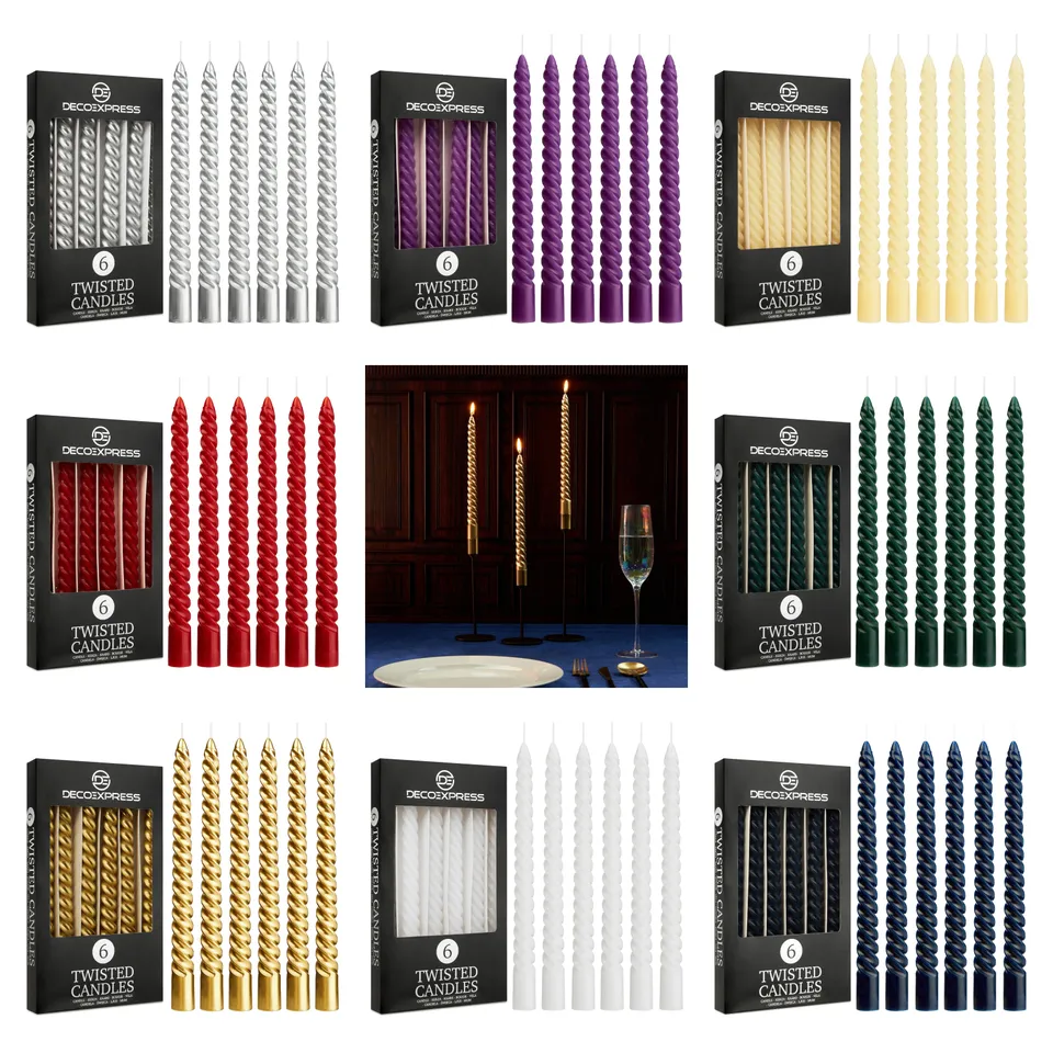 get-trend-deco-express-bougies-torsad-es-rouges-lot-de-6-non-parfum-es image 1