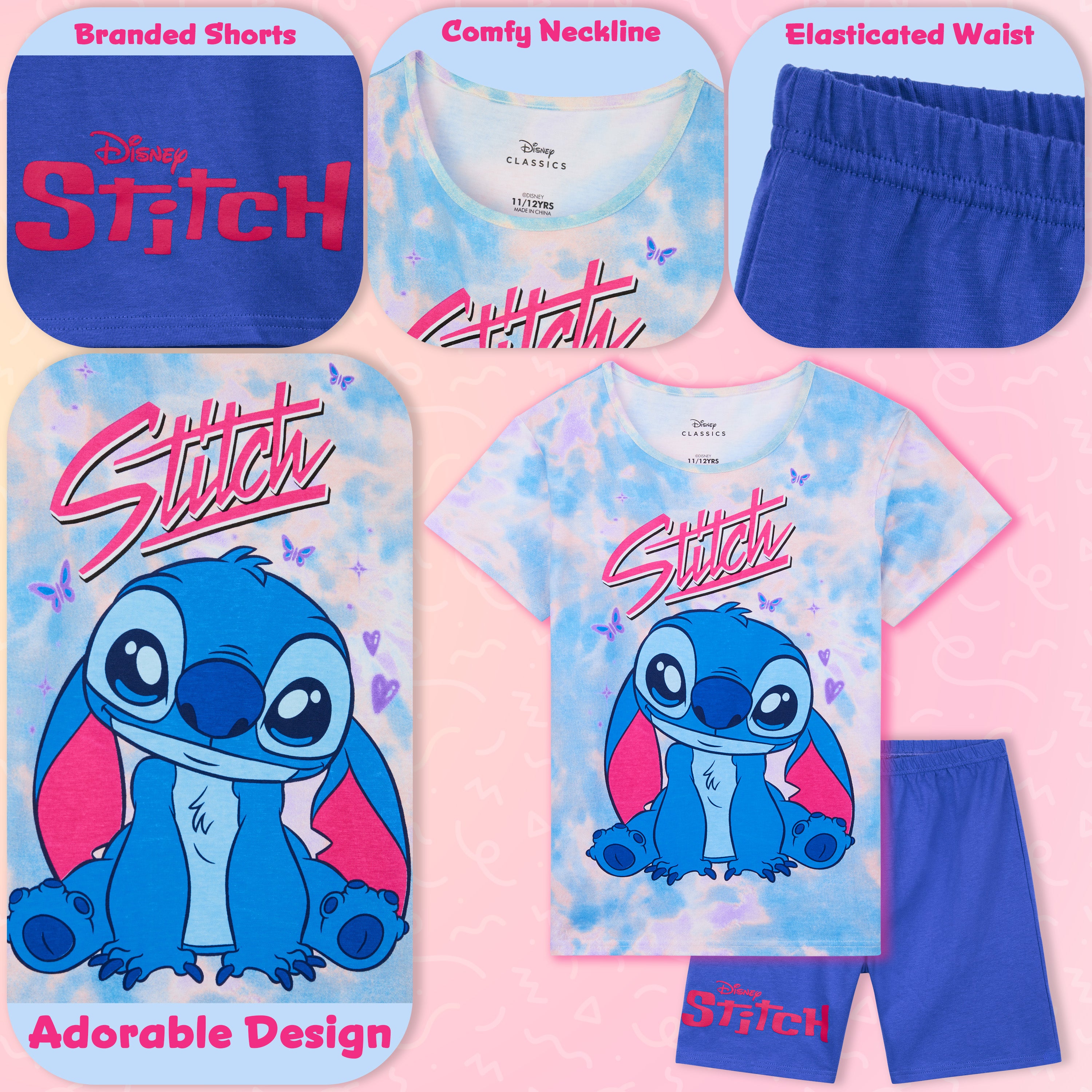disney-stitch-pyjama-fille-short-manches-courtes-7-14-ans image 4