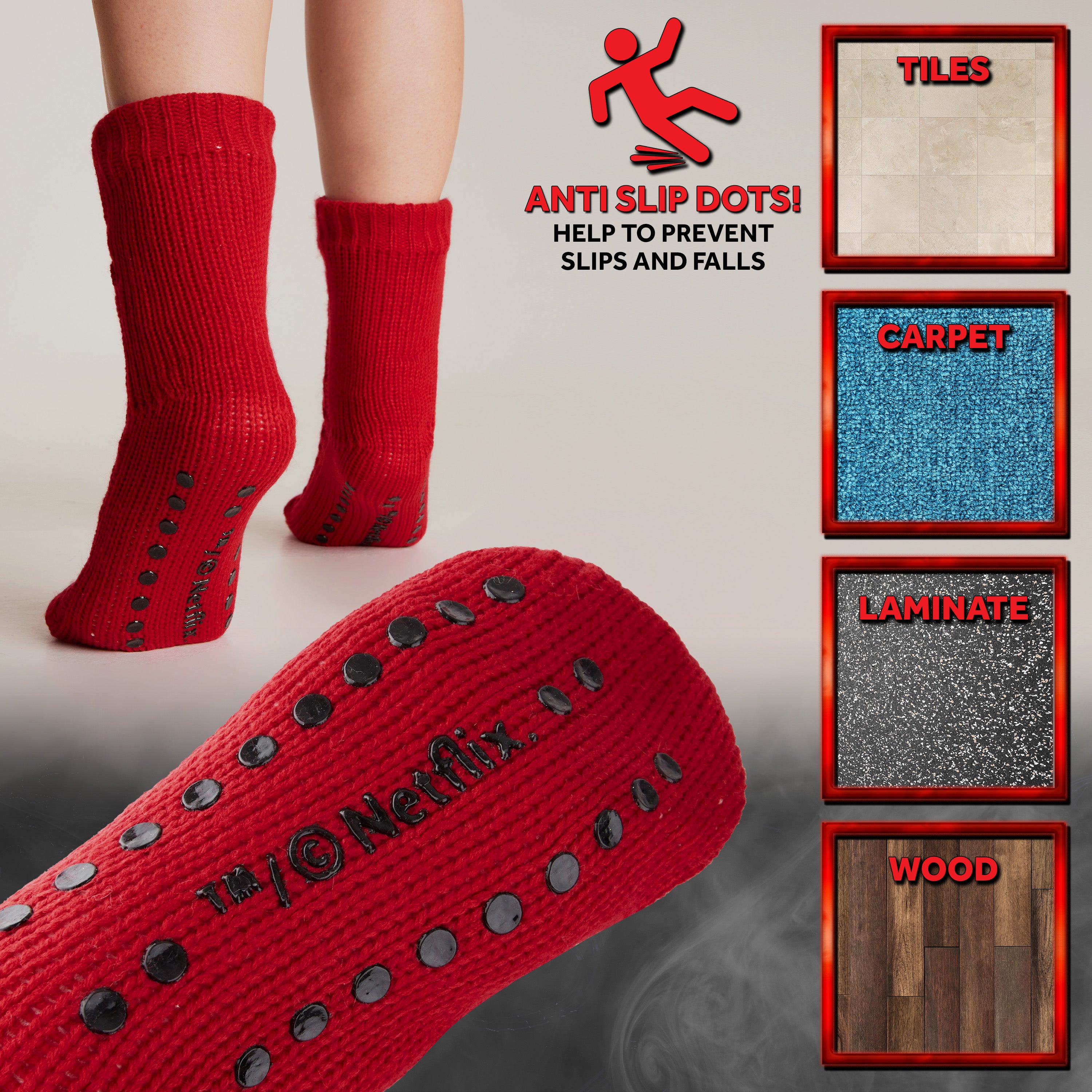 stranger-things-chaussettes-femme-pilou-rouges-antid-rapantes image 4