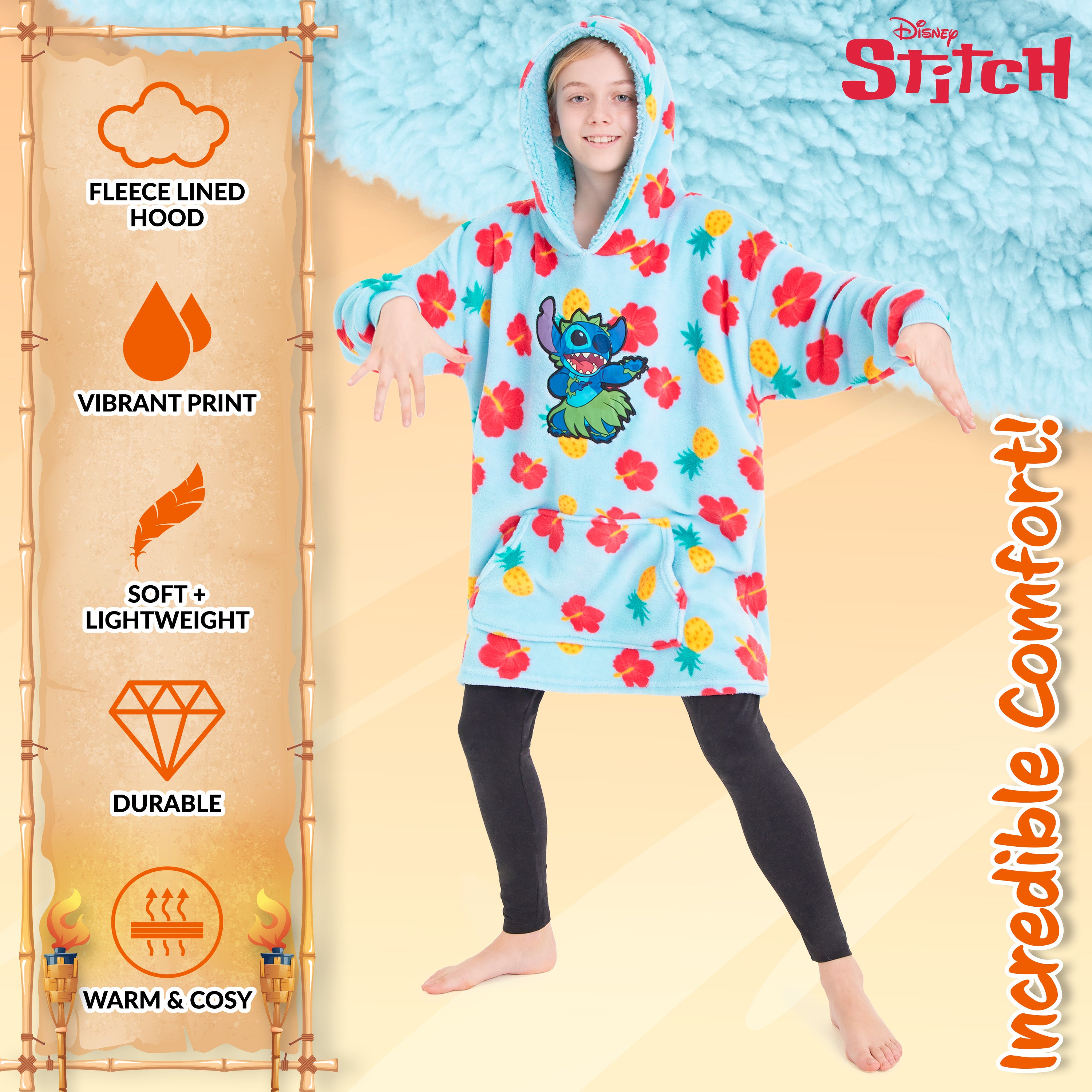 disney-stitch-sweat-plaid-capuche-oversize-enfant-polaire image 4