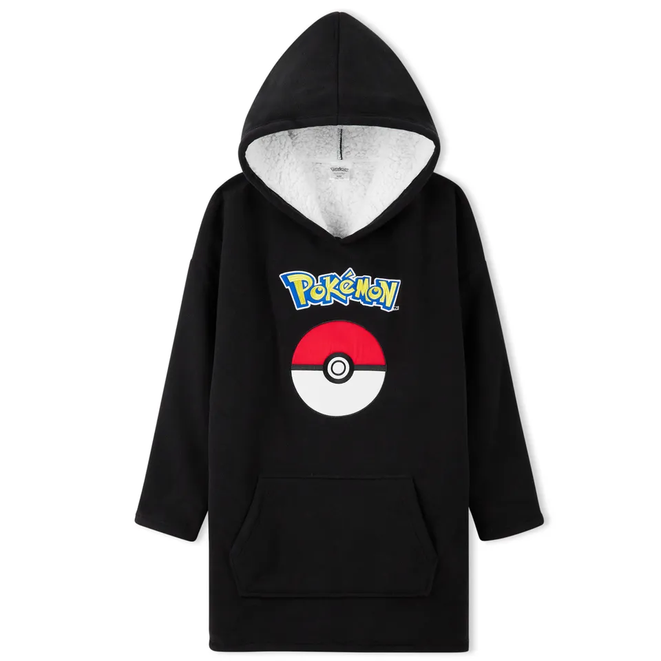 pokemon-e0199-sweat-plaid-enfant-noir-polaire-sherpa image 1