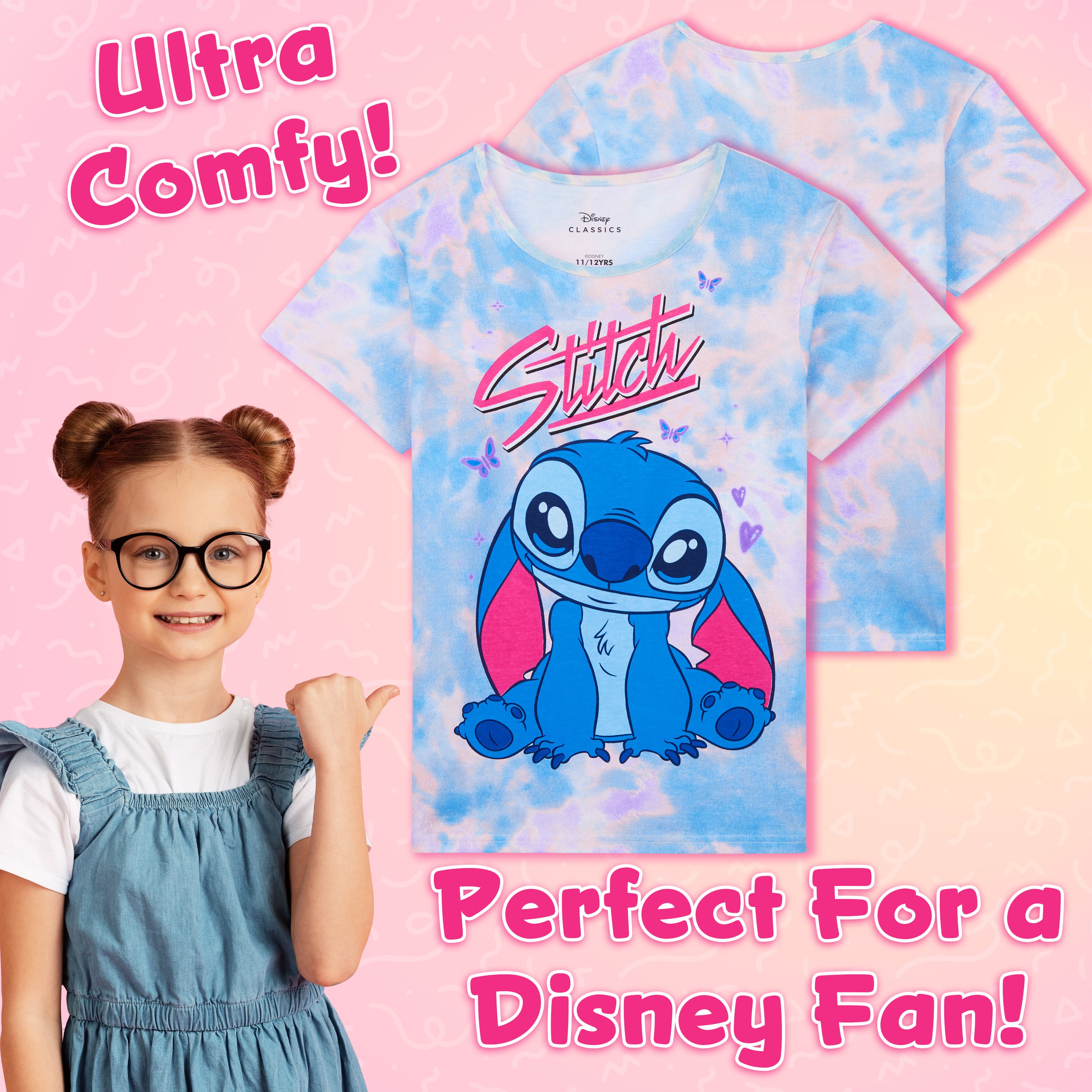 disney-stitch-pyjama-fille-short-manches-courtes-7-14-ans image 3
